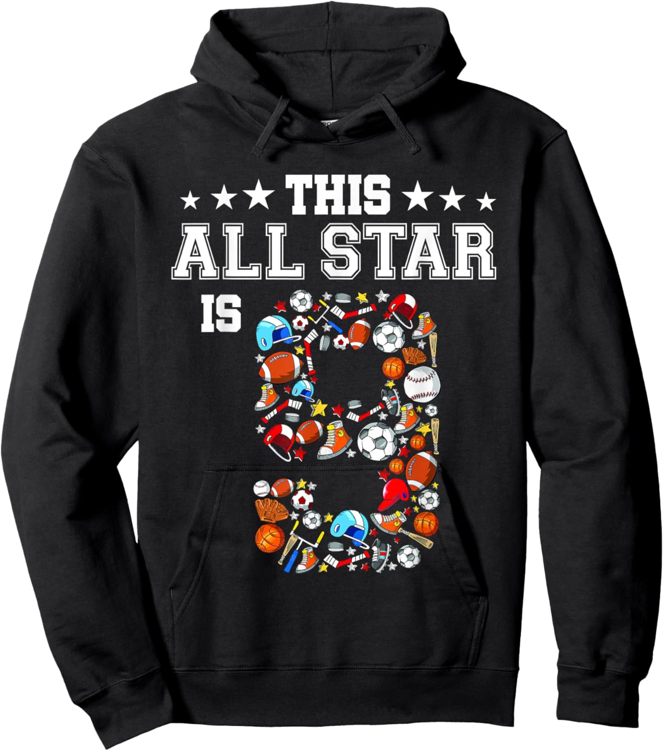9th Birthday Outfit Girl Boy 9 Year Old Bday Sports Baller Hoodie - Hoodie | Black