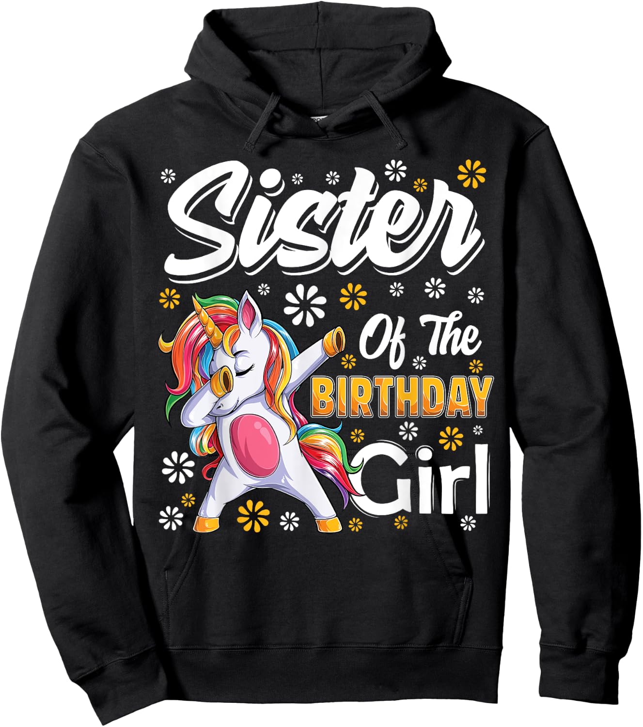 awesome dabbing unicorn birthday Sister Family Matching Hoodie - Hoodie | Black