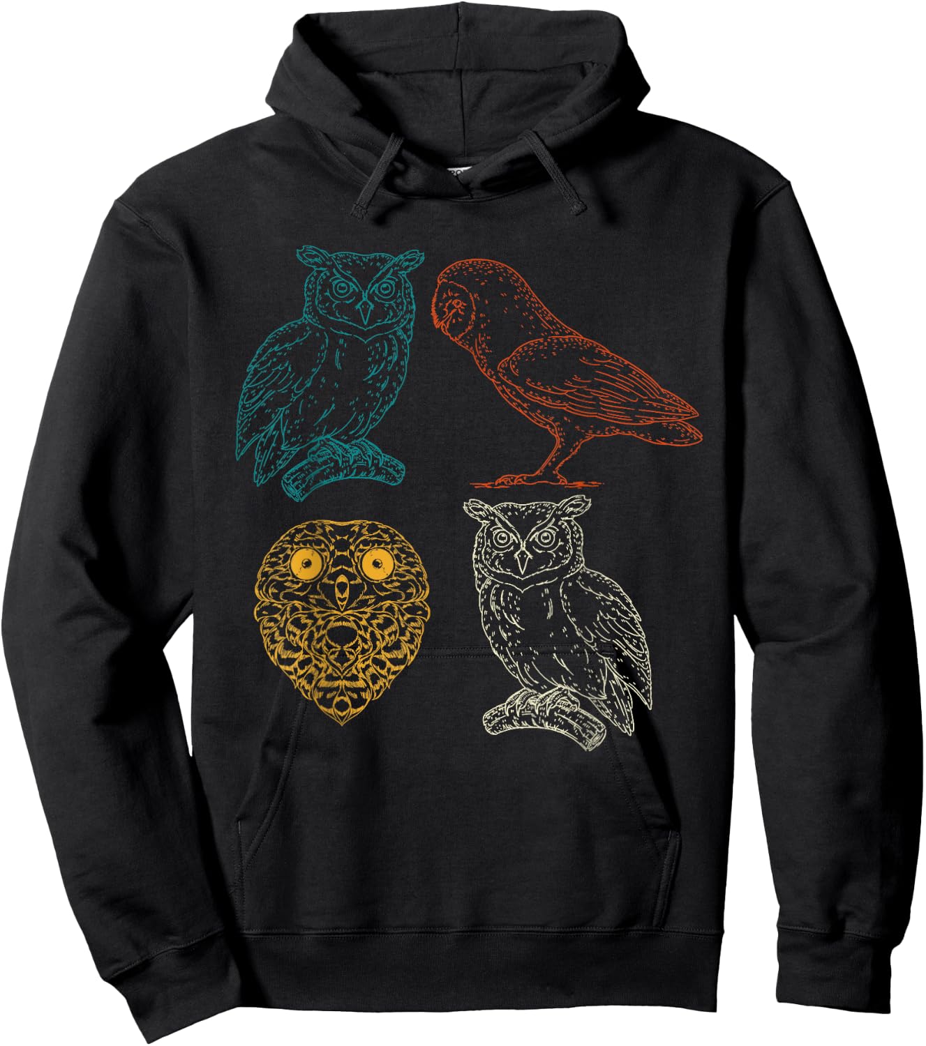 Retro Owl Hoodie - Hoodie | Black
