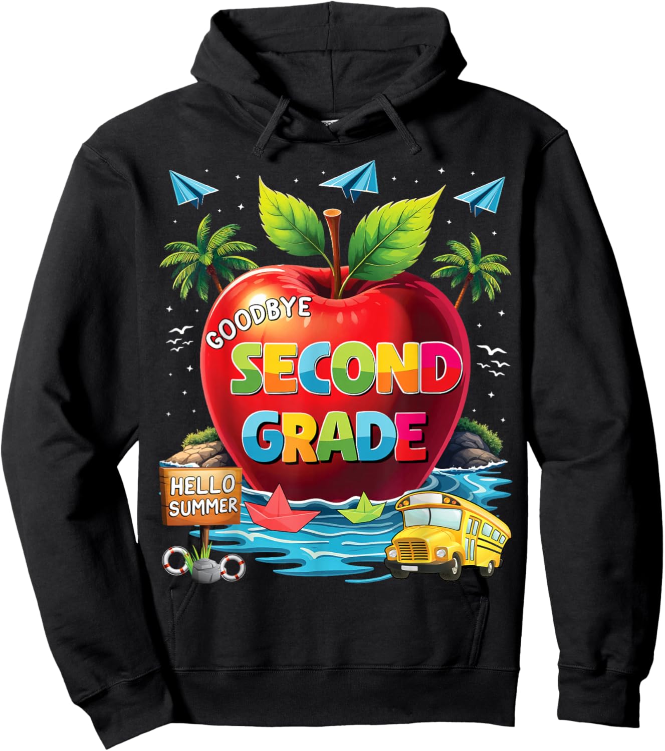 Goodbye 2nd Grade Hello Summer Last Day Of School Hoodie - Hoodie | Black
