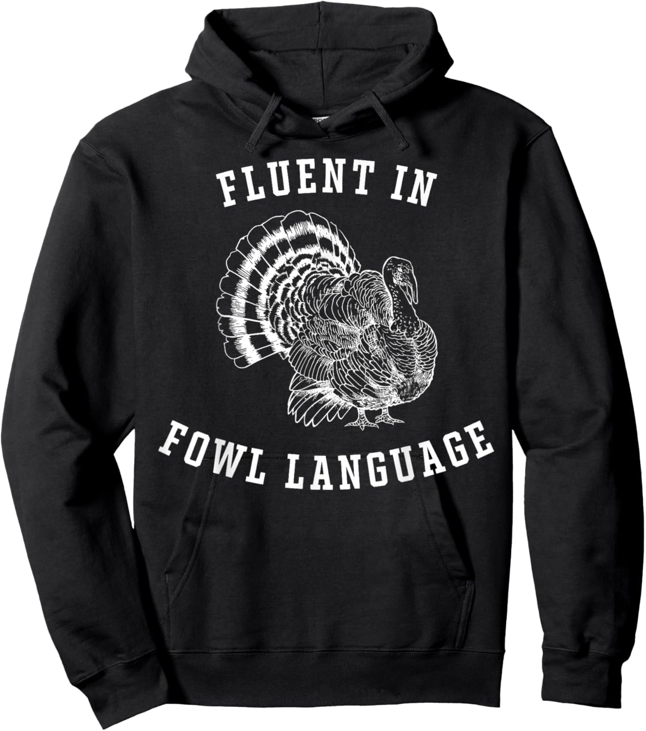 Retro Fluent In Fowl Language Funny Turkey Lovers Hoodie - Hoodie | Black