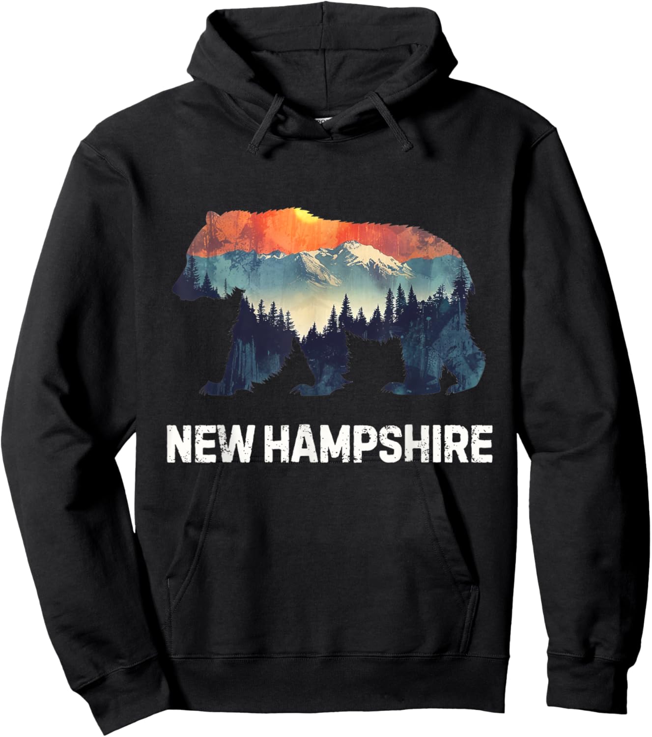 New Hampshire Bear Hoodie - Hoodie | Black