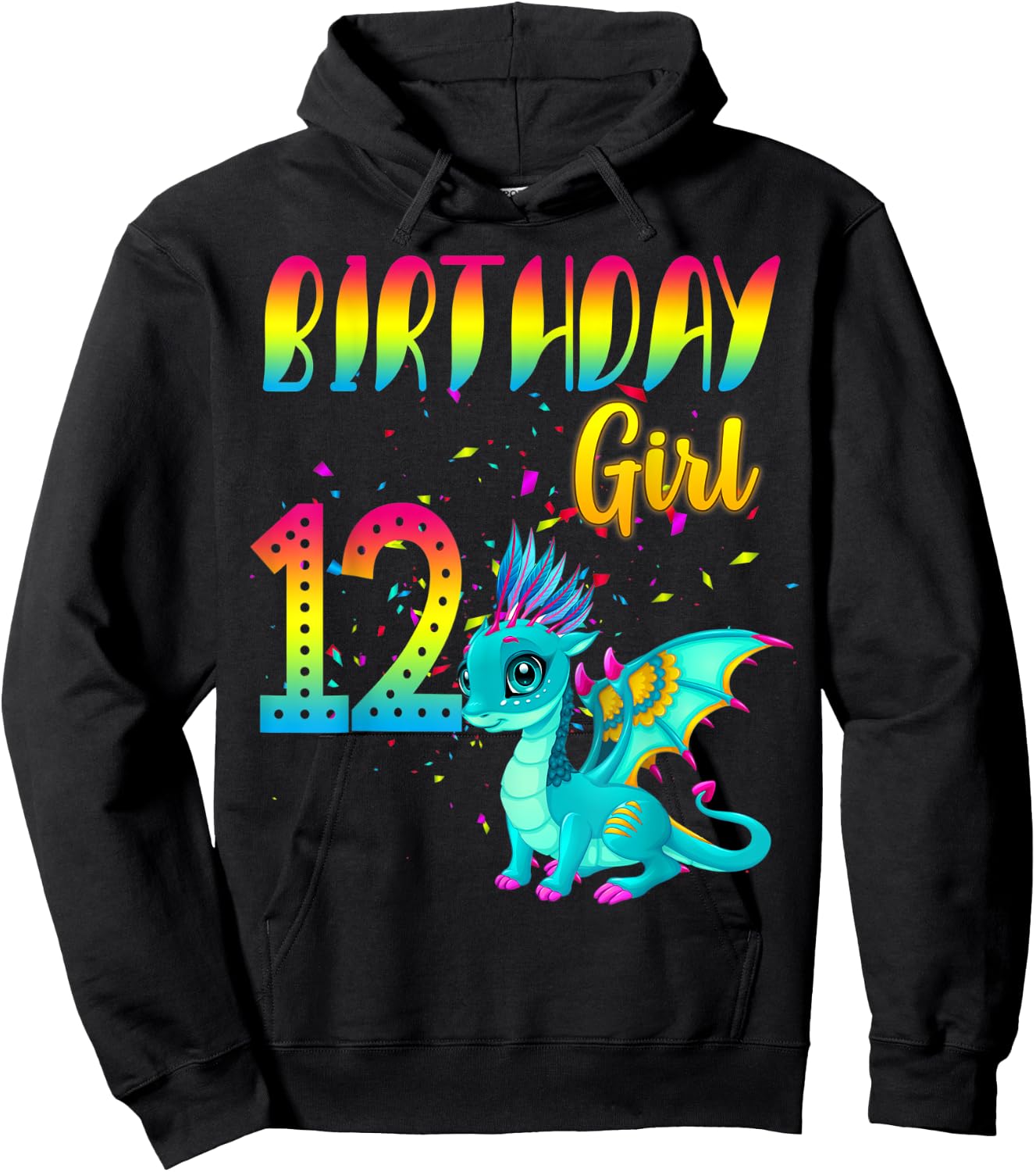 Birthday Girl Dragon 12 Theme Party Outfit Hoodie - Hoodie | Black