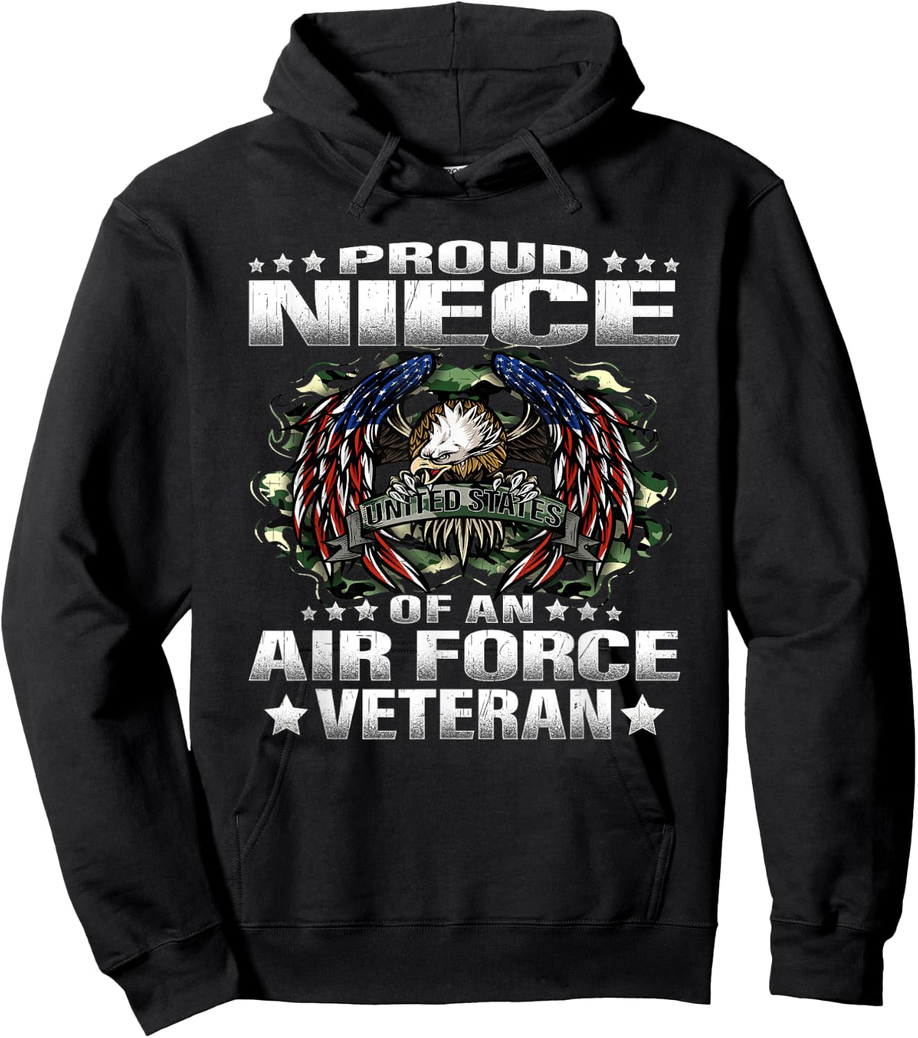 Proud Niece Of An Air Force Veteran Military Vet's Family Hoodie - Hoodie | Black
