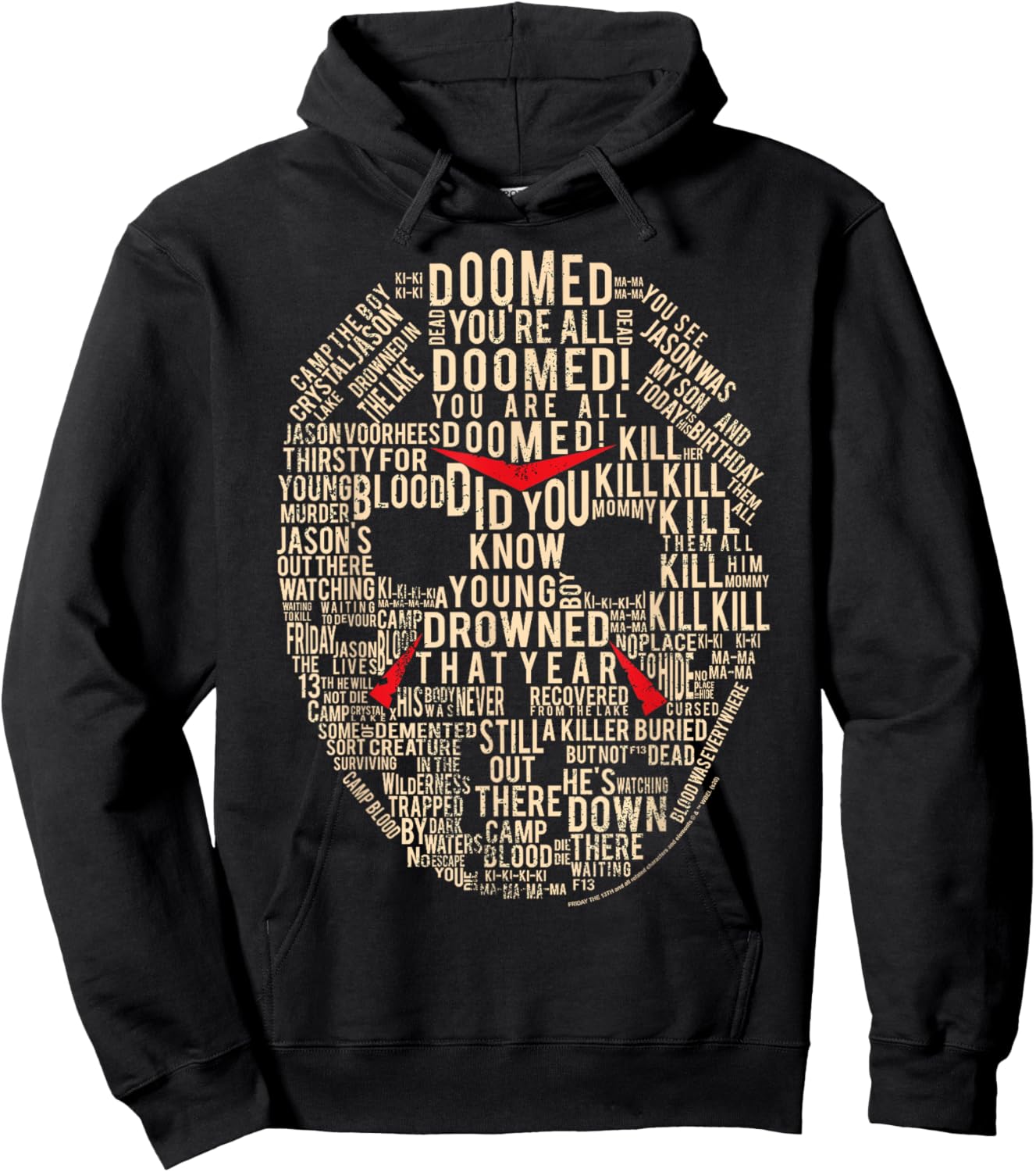 Friday The 13th Jason Mask Text Fill Hoodie - Hoodie | Black