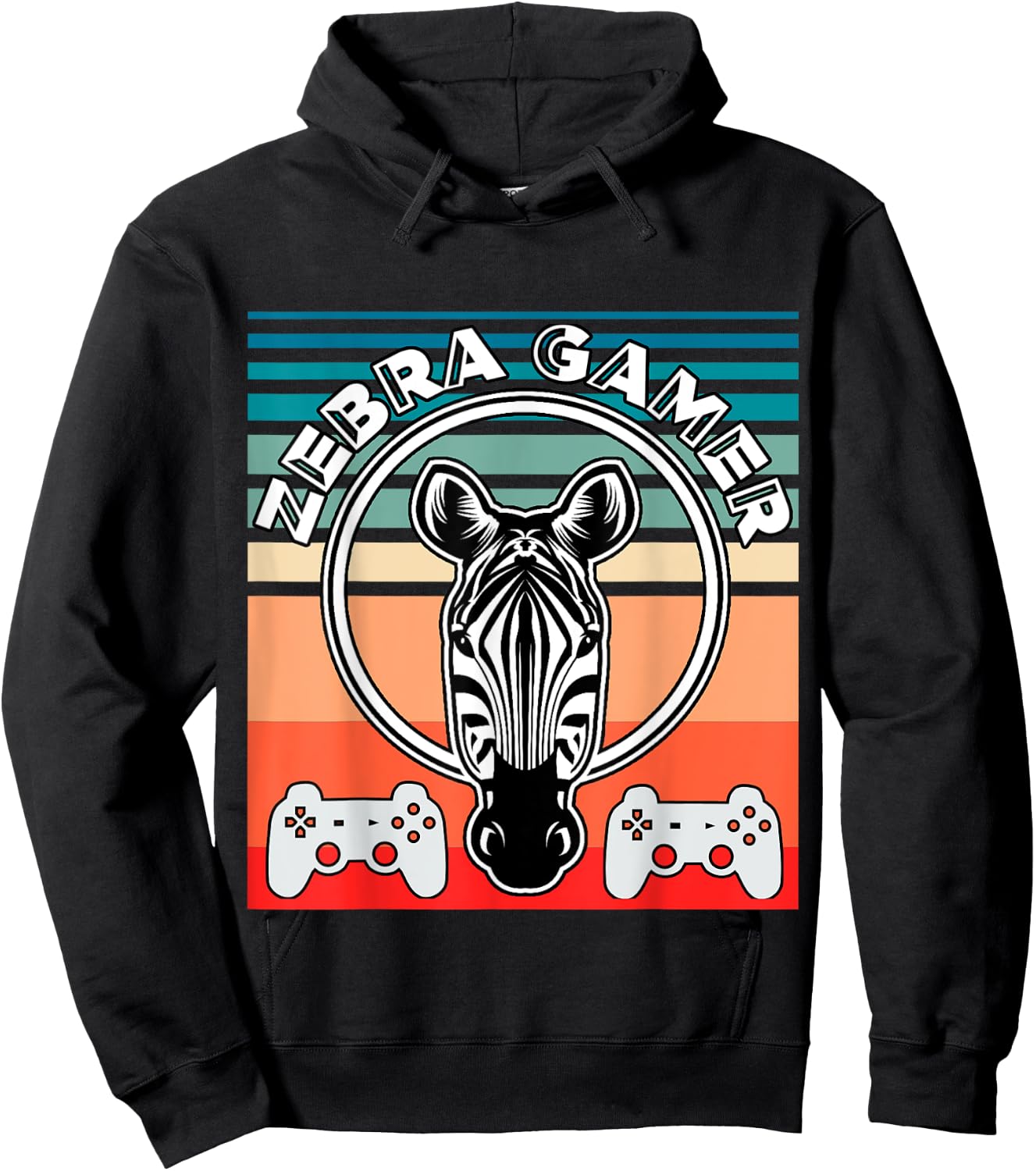 Zebra Gamer Controller Graphic Design For Gamer Kids Hoodie - Hoodie | Black