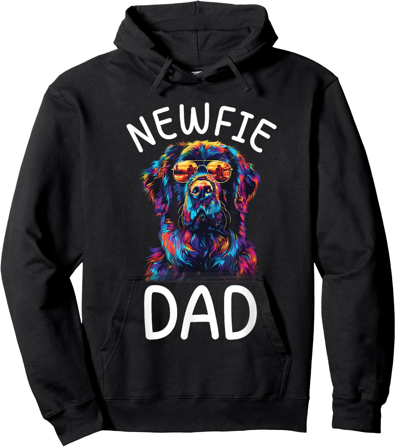 Newfoundland Dad Pop Art Design Newfoundland Dog Lovers Hoodie - Hoodie | Black