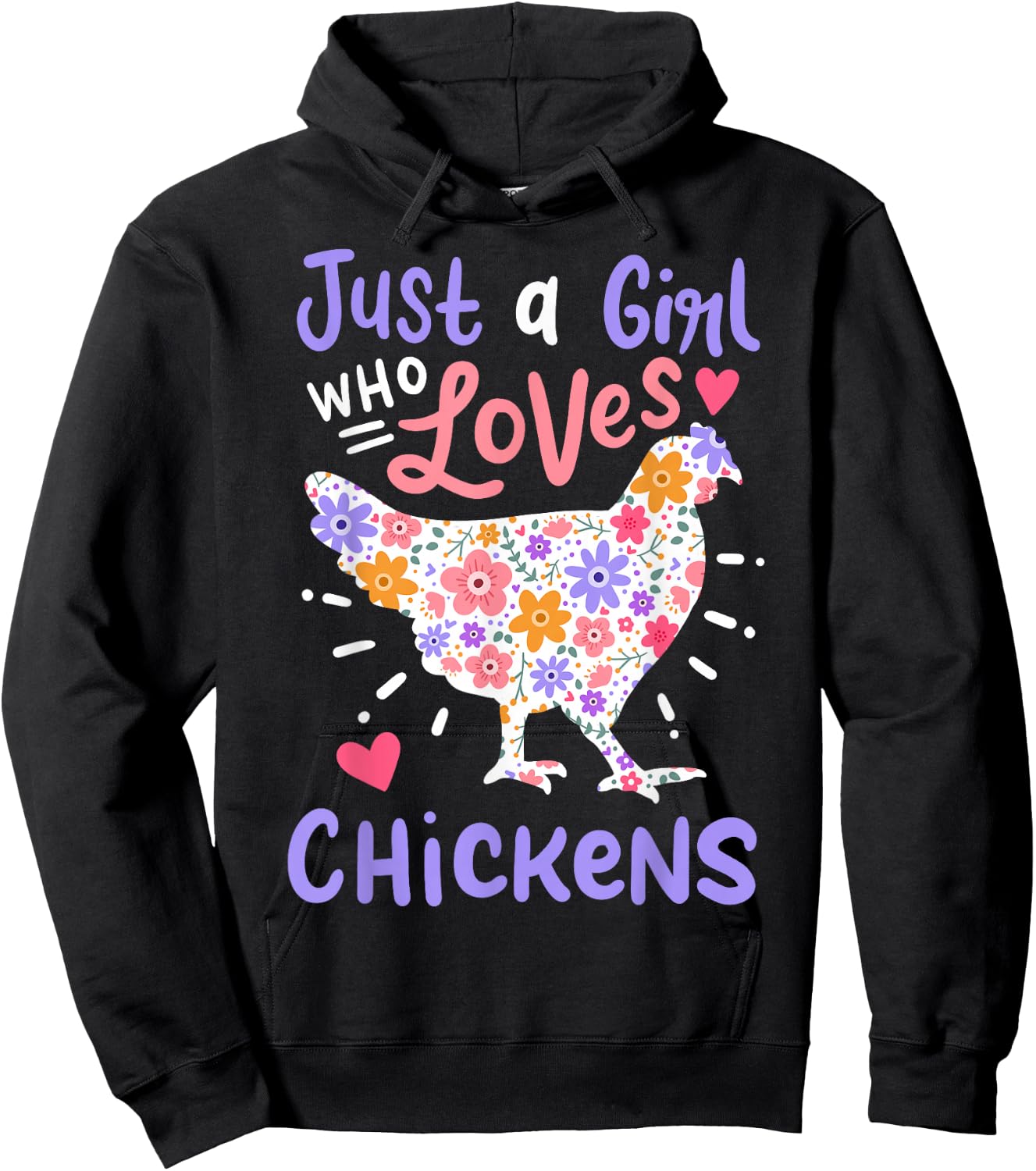 Just A Girl Who Loves Chickens Chicken Hen Love Cute Hoodie - Hoodie | Black