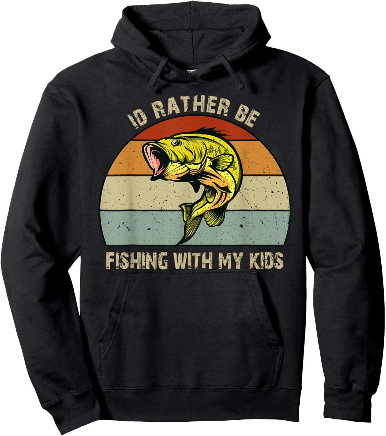 Id Rather be Fishing with My Kids Bass Fishing Gifts Dad Hoodie - Hoodie | Black