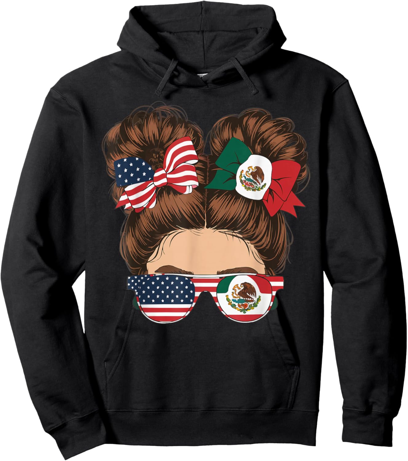 Half Mexican Half American USA Flag Mexico America Hoodie - Hoodie | Black