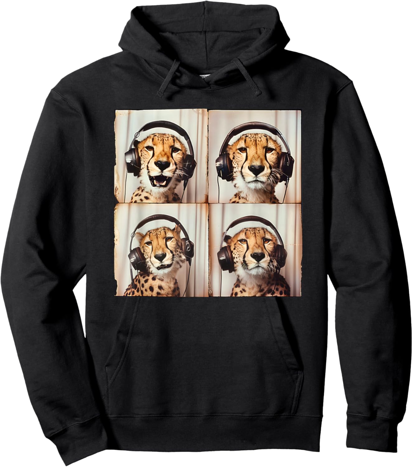 Cheetah Listening To Music Lover Cool Safari Animal Hoodie - Hoodie | Black