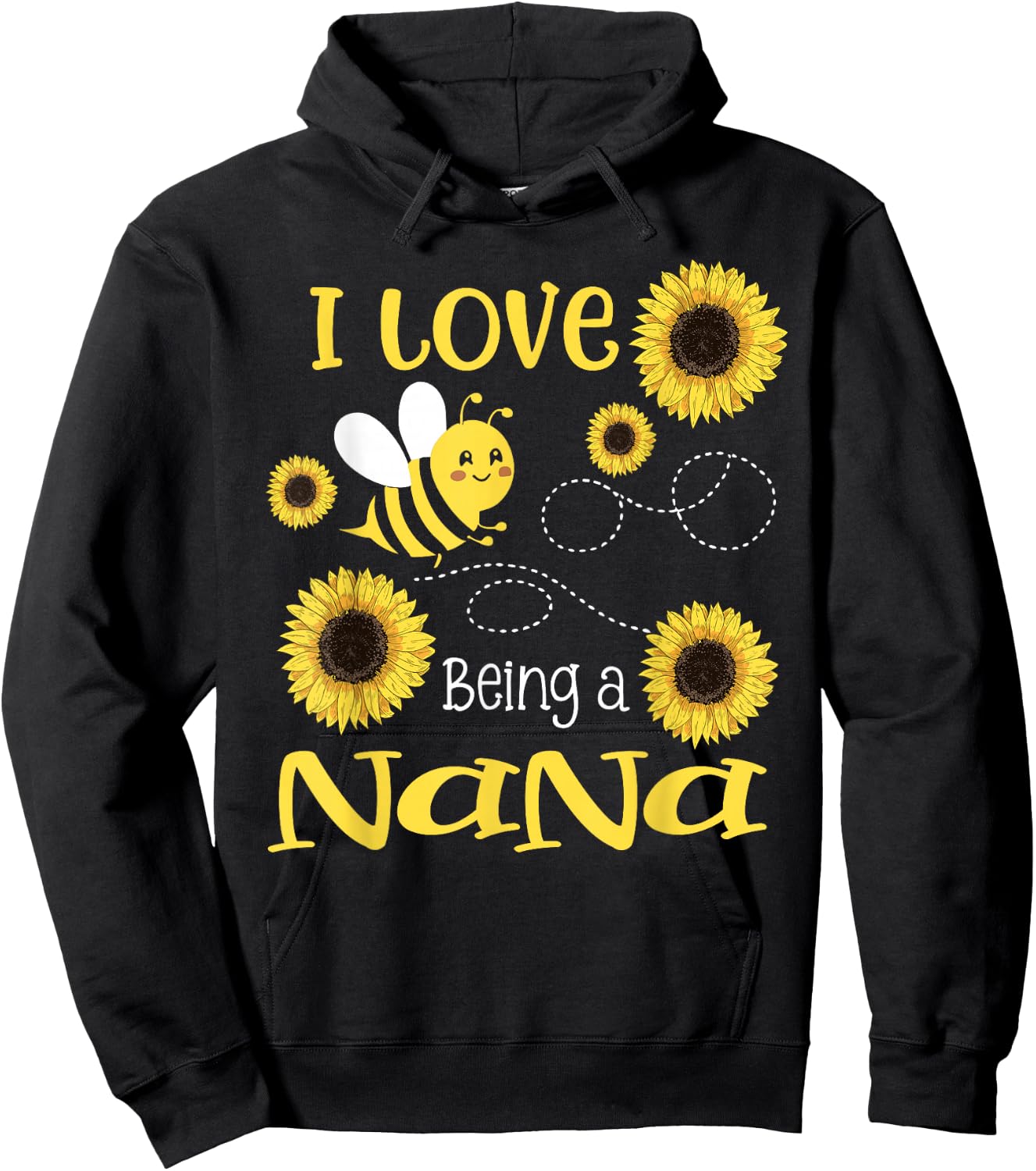 I Love Being A Nana Sunflower Bee Lover Hoodie - Hoodie | Black