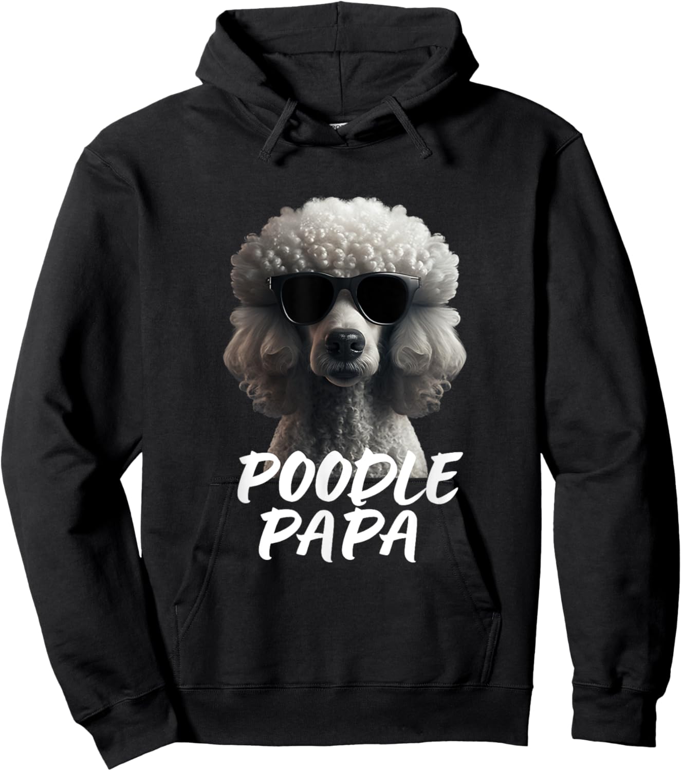 Cool Poodle with Sunglasses Portrait Dad Dad Poodle Papa Hoodie - Hoodie | Black