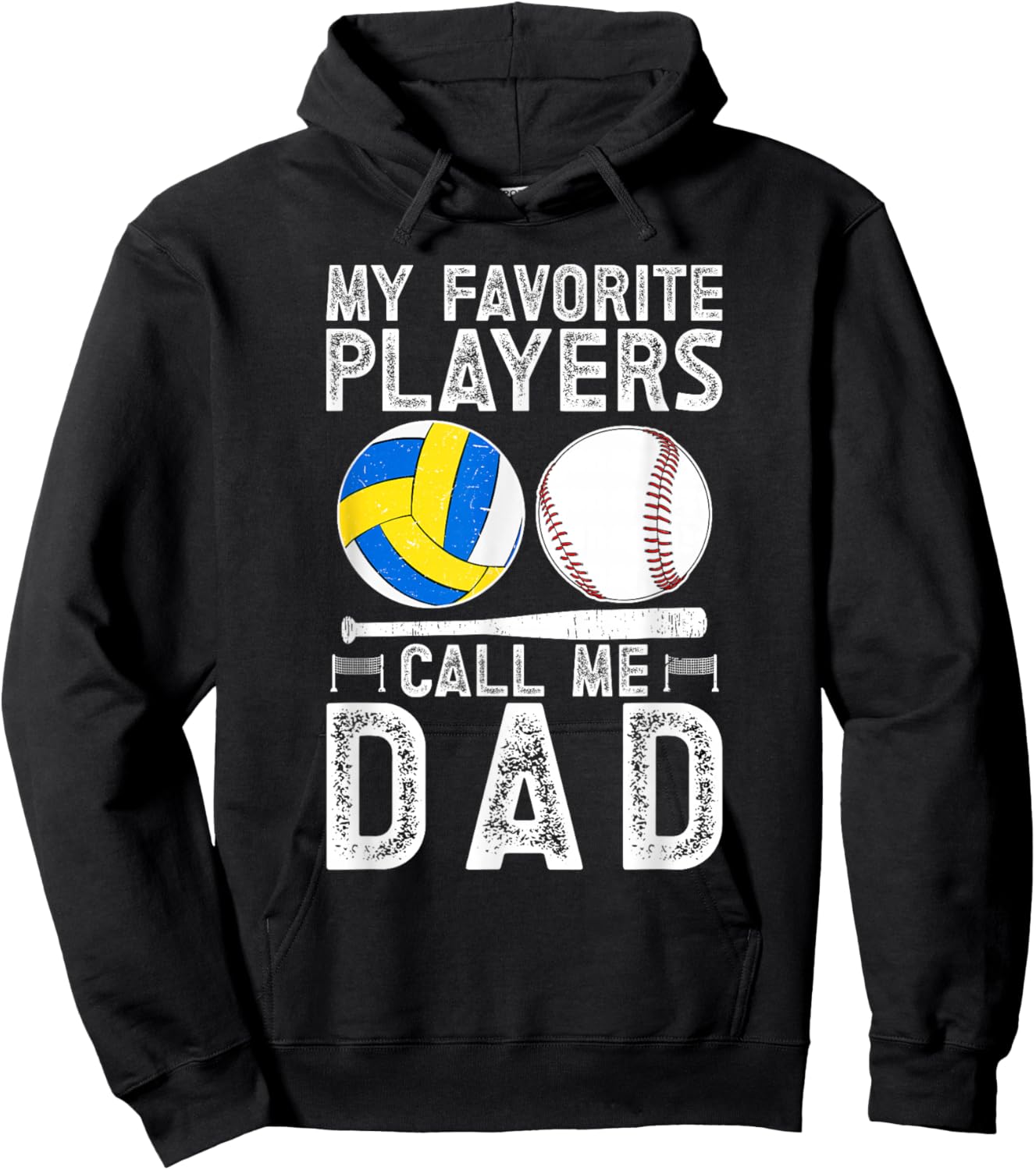 My Favorite Players Call Me Dad Baseball Volleyball Dad Hoodie - Hoodie | Black