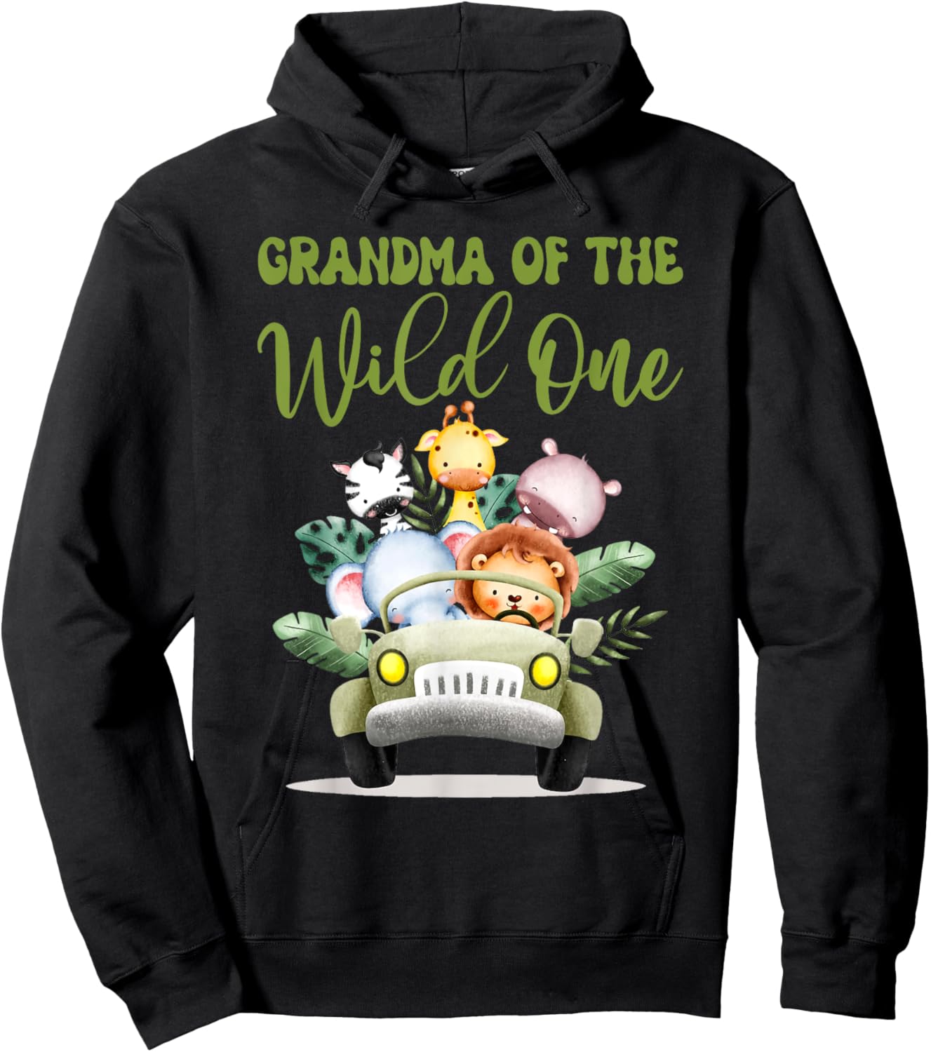 Grandma Of The Wild One 1st Birthday Safari Family Matching Hoodie - Hoodie | Black