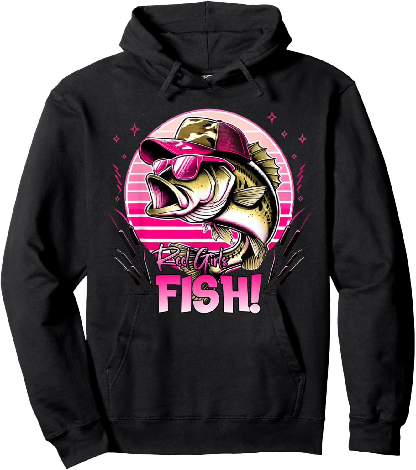 Fishing Women's Reel Girls Fish Fishing Girls That Like Pink Hoodie - Hoodie | Black