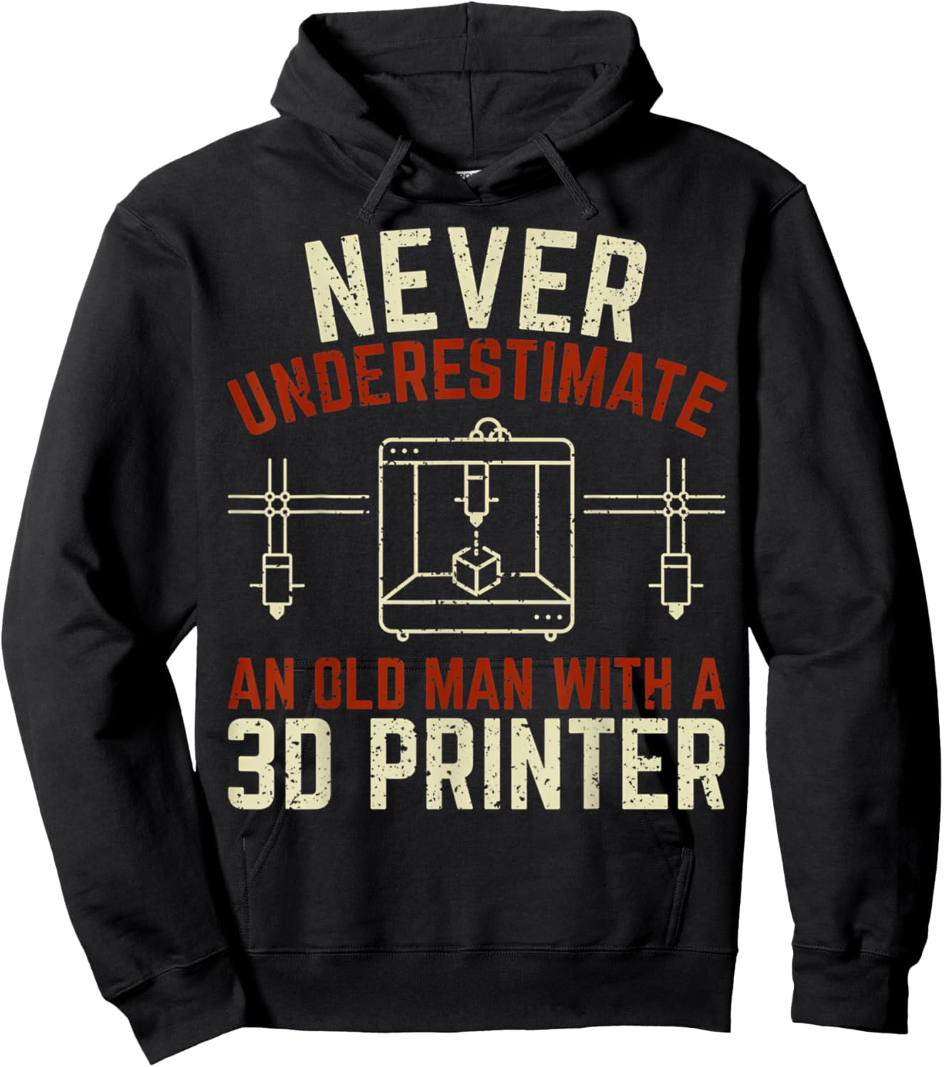 3D Printing Never Underestimate An Old Man With A 3D Printer Hoodie - Hoodie | Black