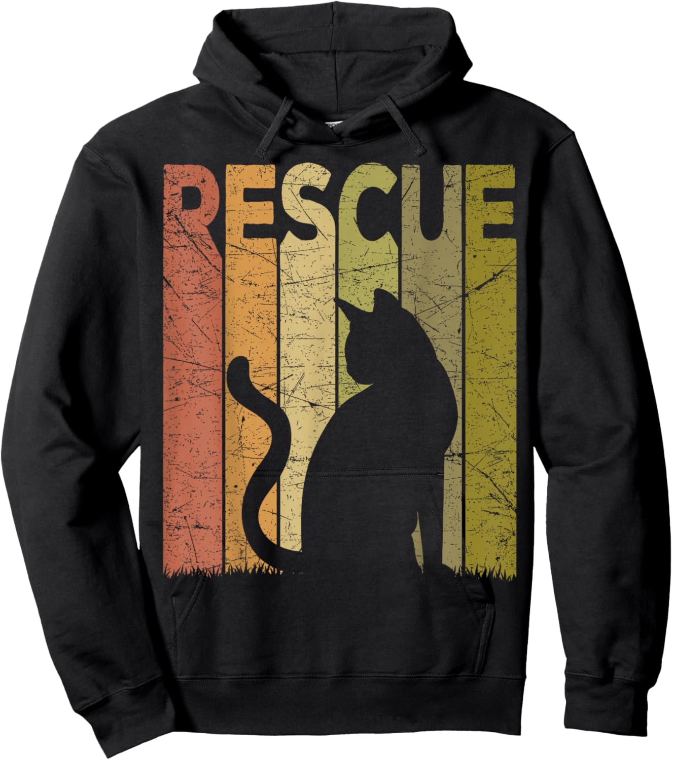 Cat Rescue Vintage Cat Rescuer Retro Cat Rescue Women Girls Kids Hoodie - Hoodie | Black