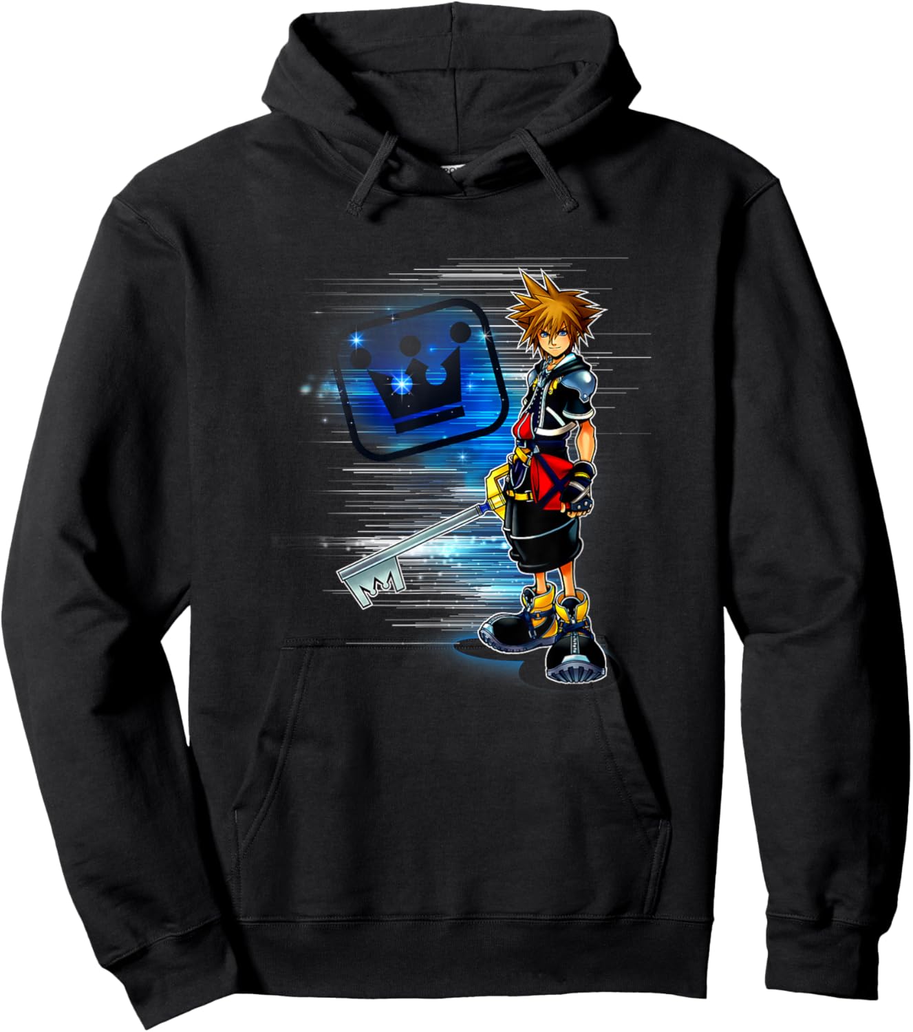 Disney Kingdom Hearts Sora Shiny Speed Dash Chest Portrait Hoodie - Hoodie | Black