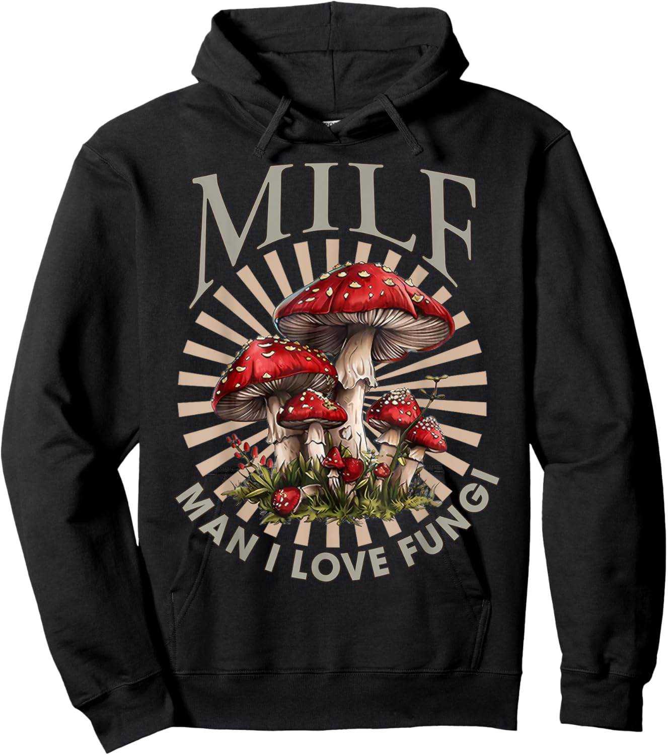 MILF Man I Love Fungi Funny Mushroom Lover Hoodie - Hoodie | Black