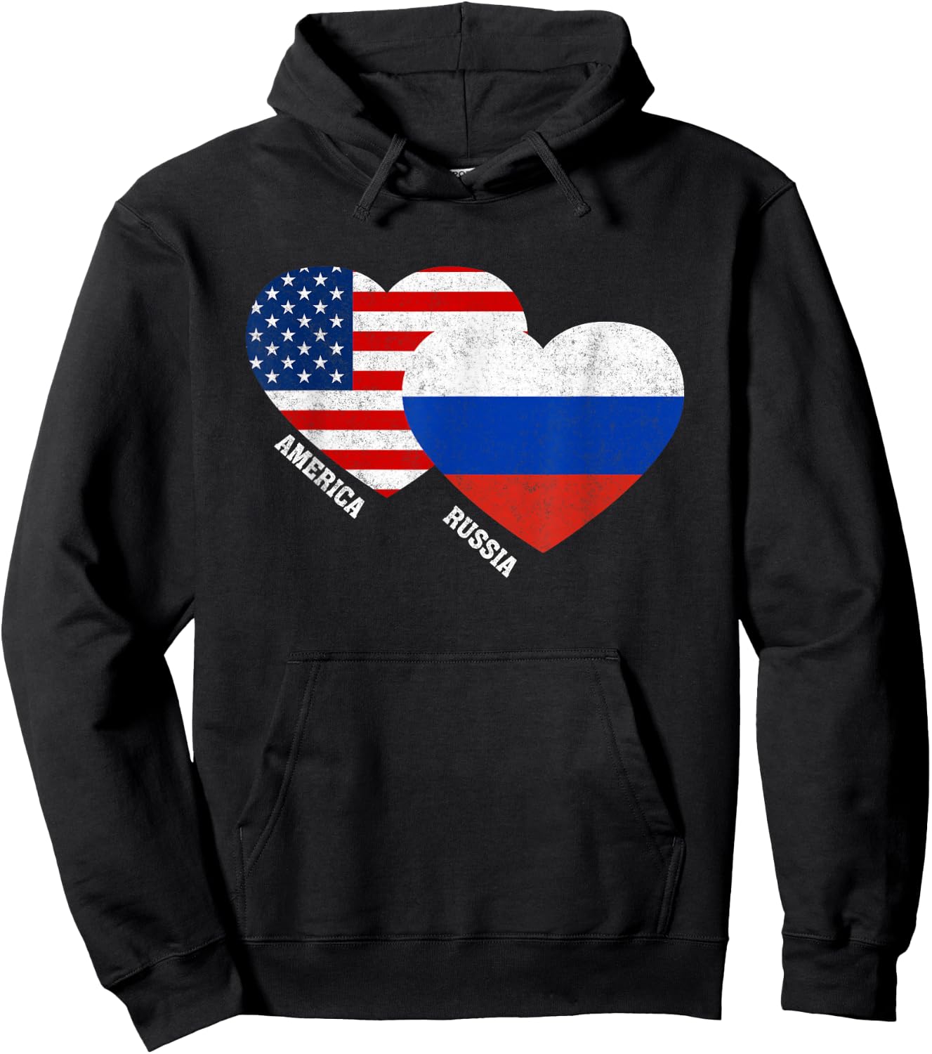 Russia Flag Shirt Russian American Pride Vintage Hoodie - Hoodie | Black
