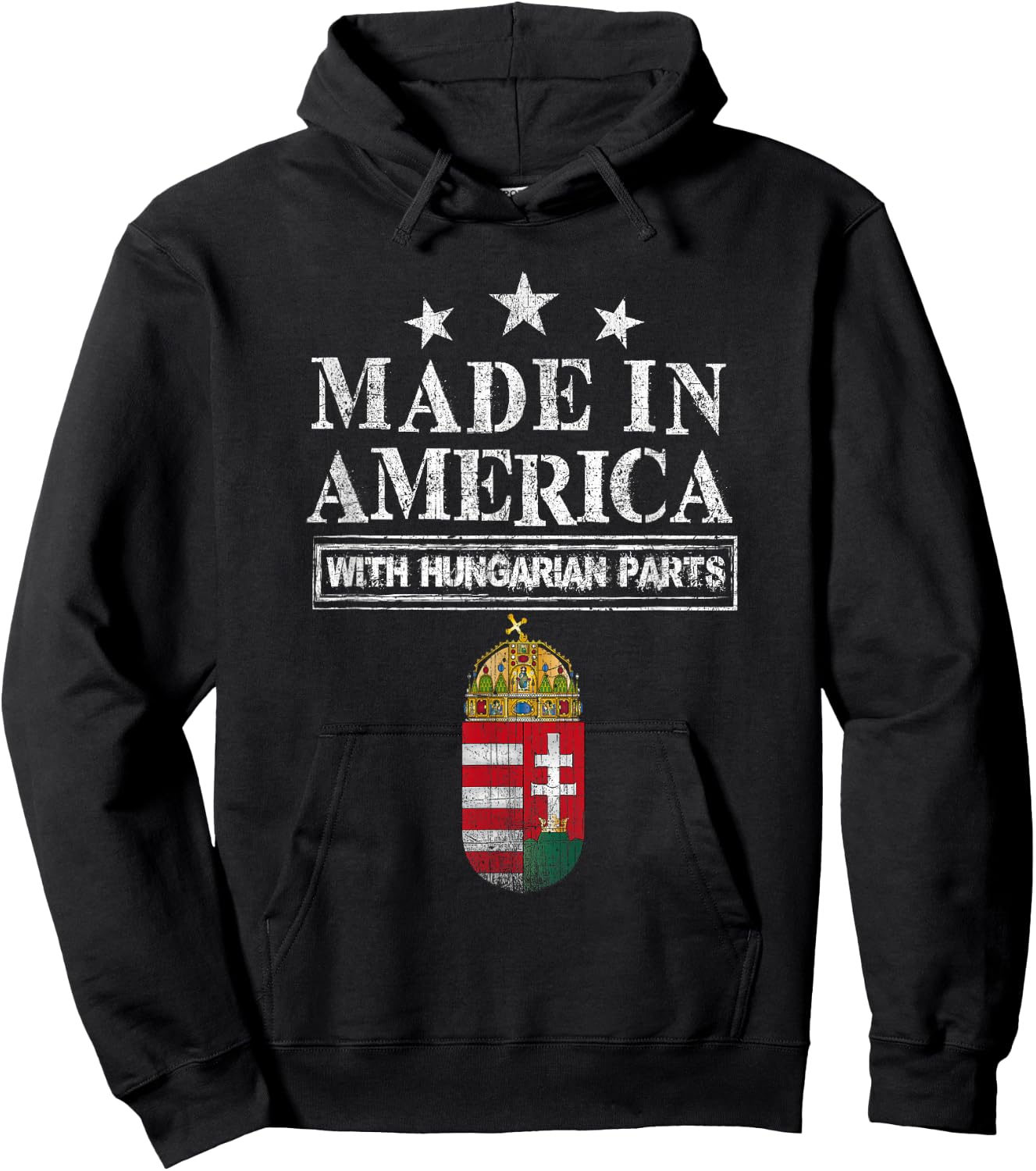 Made in America with Hungarian Parts Pride Hungary Immig Hoodie - Hoodie | Black