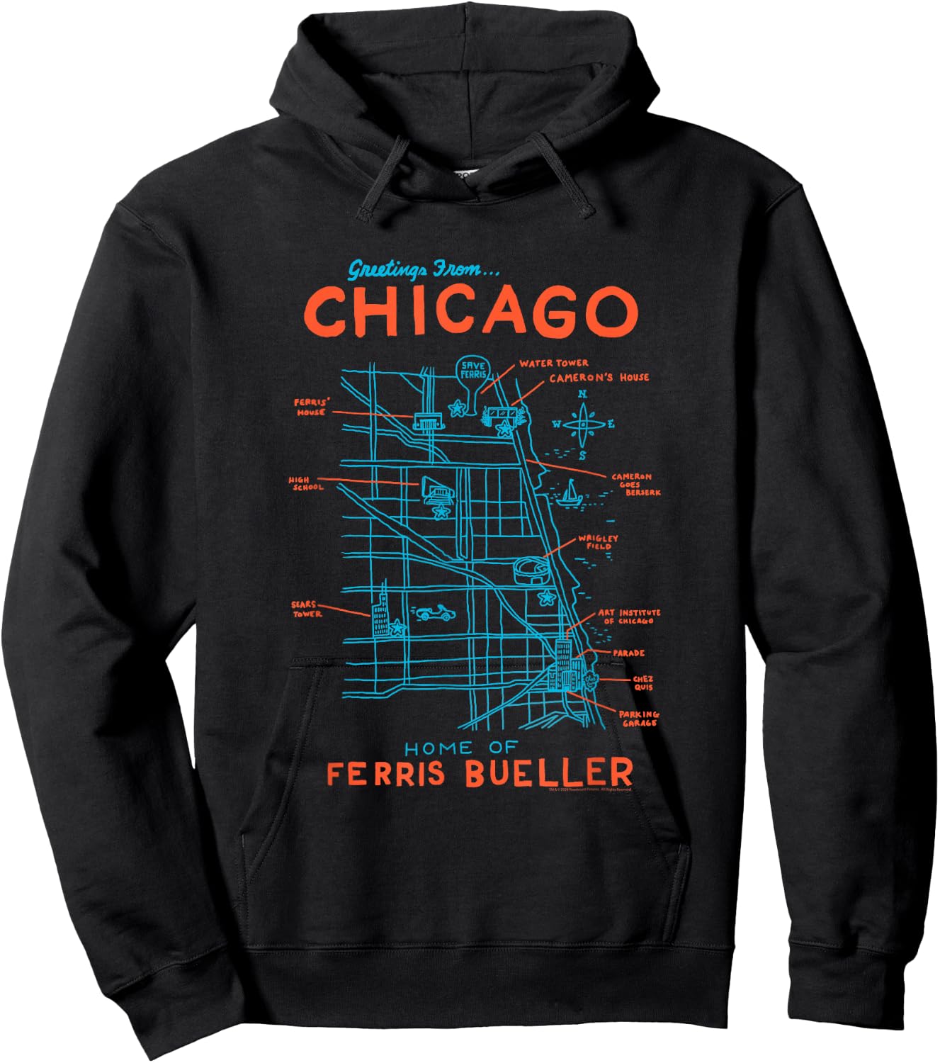 Ferris Bueller's Day Off Chicago Map Funny Movie Hoodie - Hoodie | Black