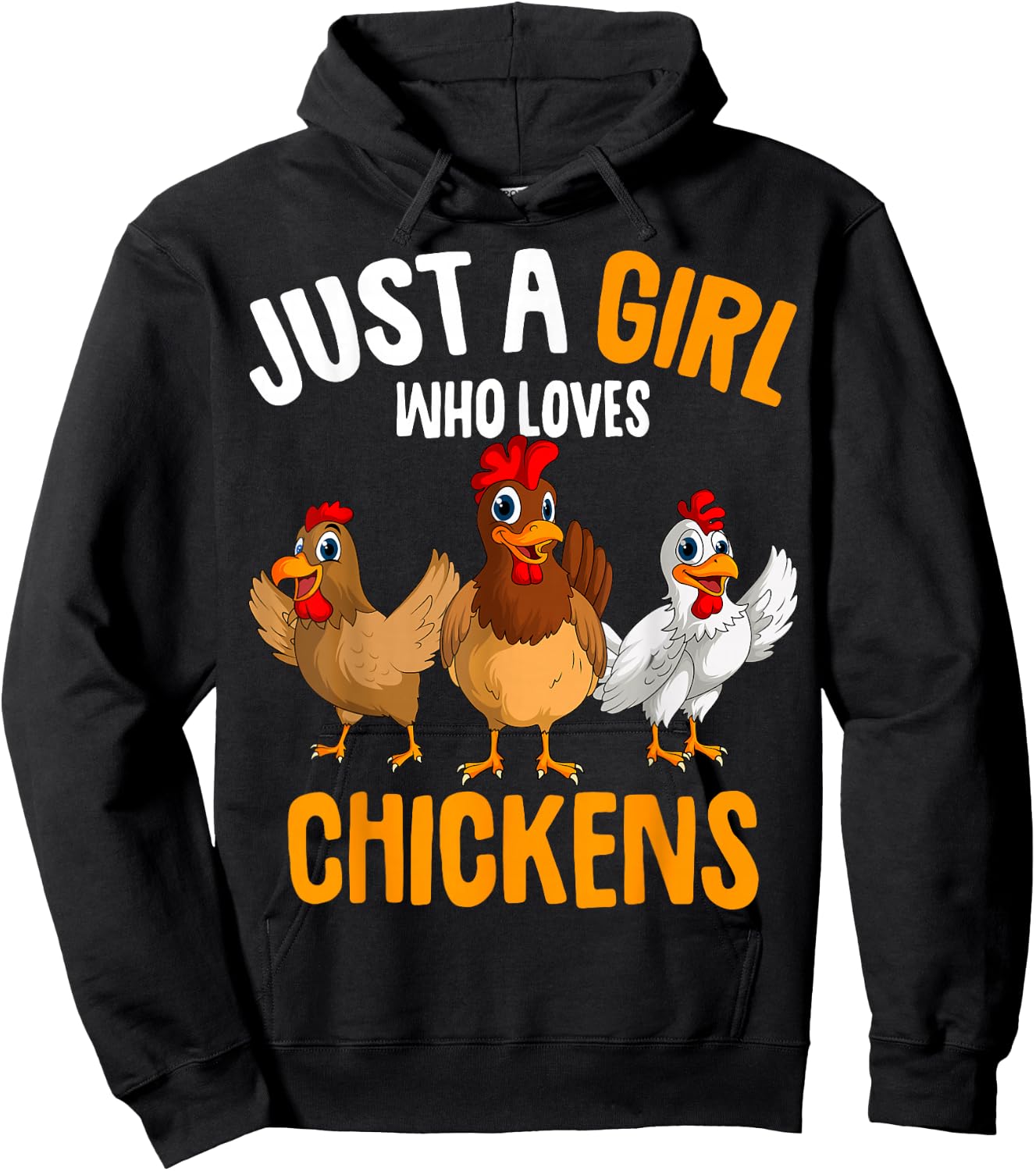 Just a Girl who loves Chickens Kids Girls Chicken Hoodie - Hoodie | Black