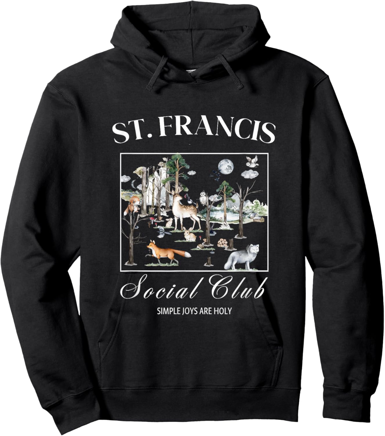 St Francis Assisi Quote Woodland Animals Design Hoodie - Hoodie | Black