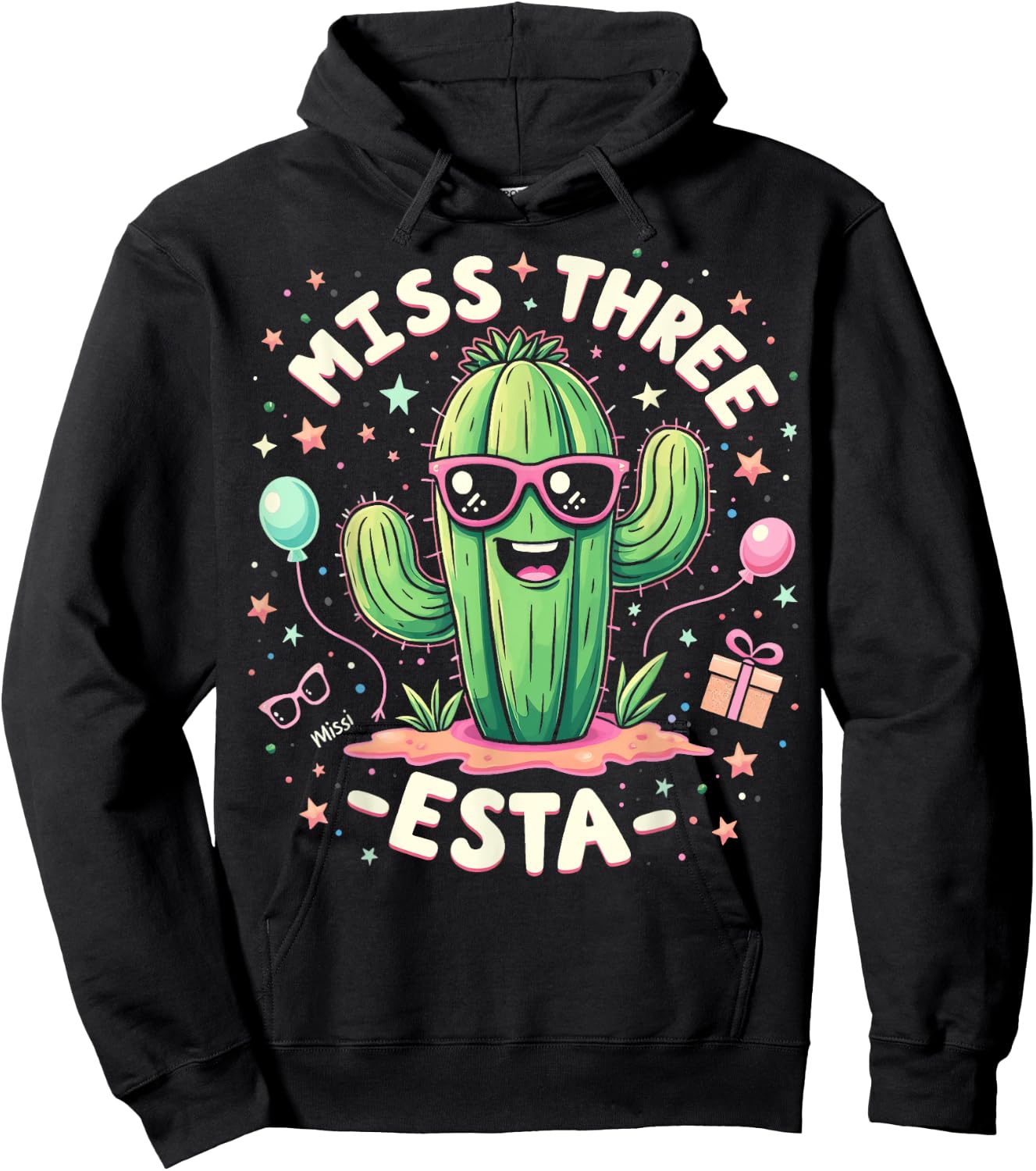 3esta Birthday Three Esta Party Miss Three Esta 3esta Party Hoodie - Hoodie | Black