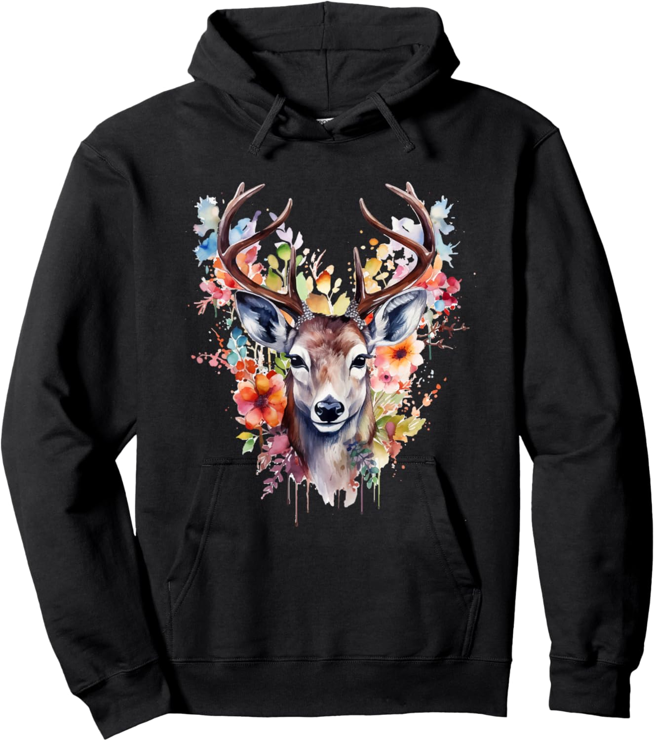 Hirsch Damen Trachtenshirt Dirndl Shirt Trachten Hoodie - Hoodie | Black