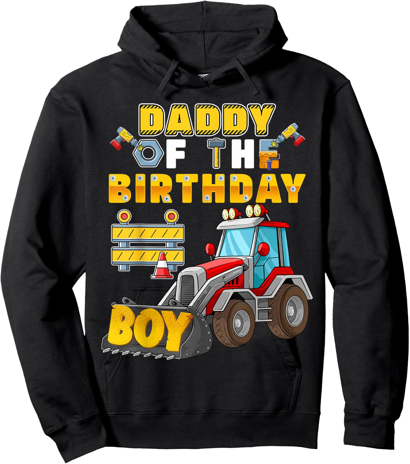Daddy of the Birthday Boy Construction Birthday Party Hoodie - Hoodie | Black