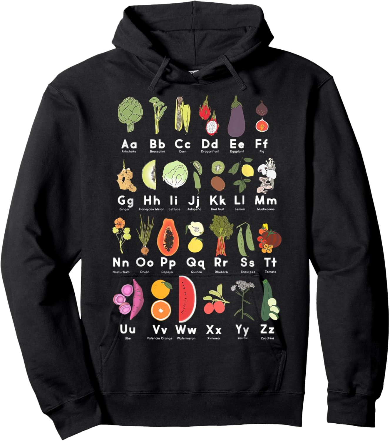 Vegetable Garden Alphabet Gardener Gardening Veggie Lover Hoodie - Hoodie | Black
