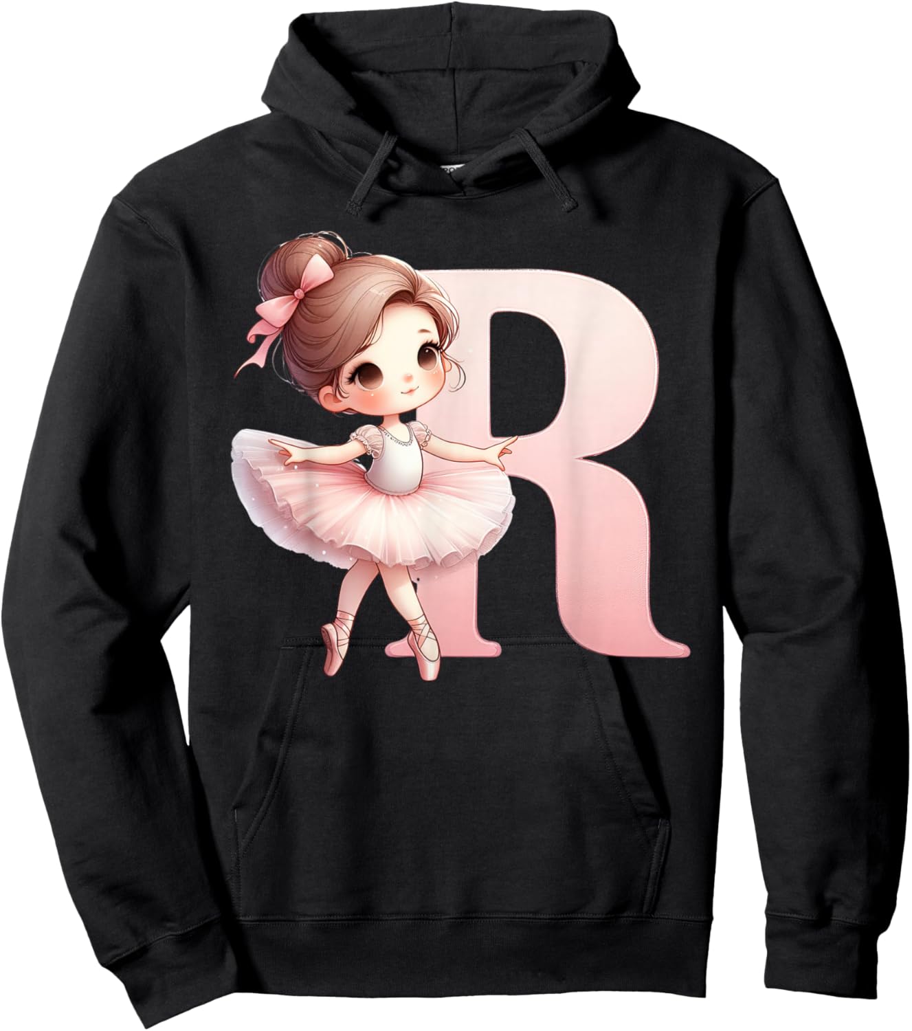 Ballerina Girl Dancing Name First Letter R Girly Tutu Ballet Hoodie - Hoodie | Black