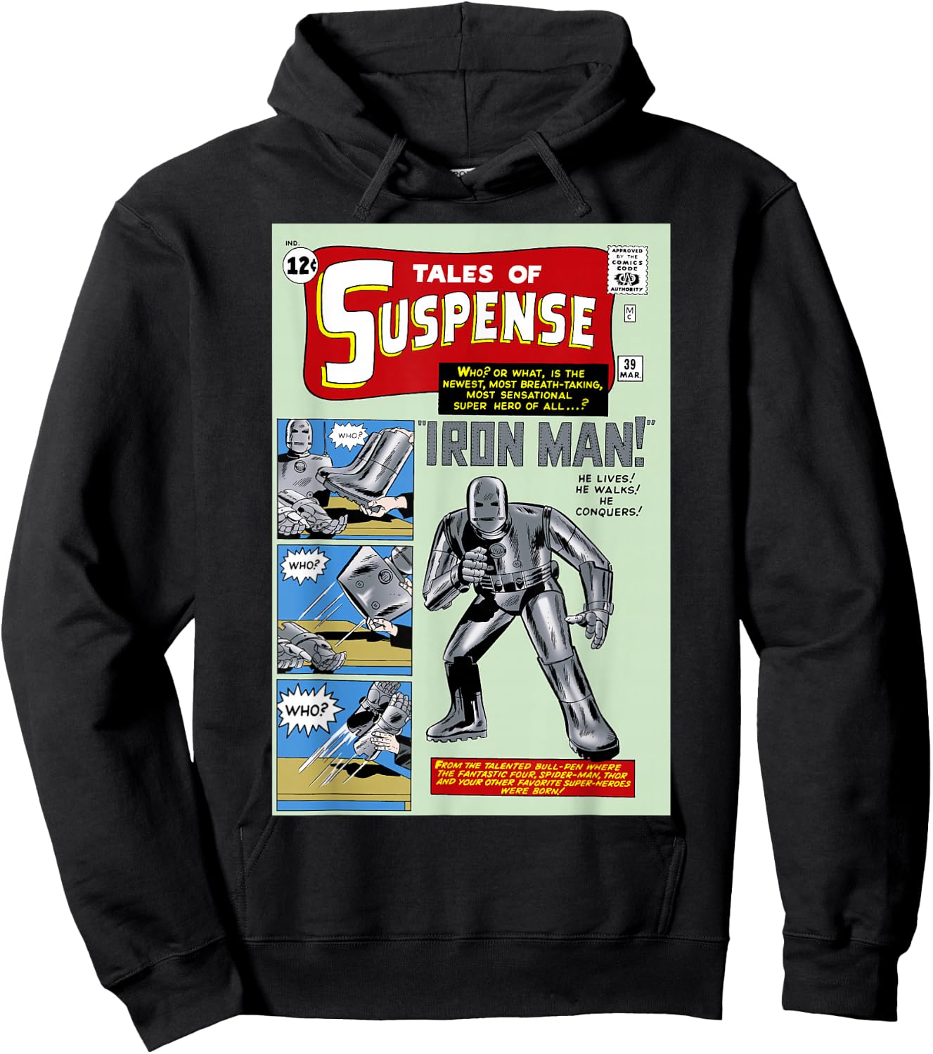 Marvel Avengers Iron Man Classic Suspense Comic Cover Hoodie - Hoodie | Black