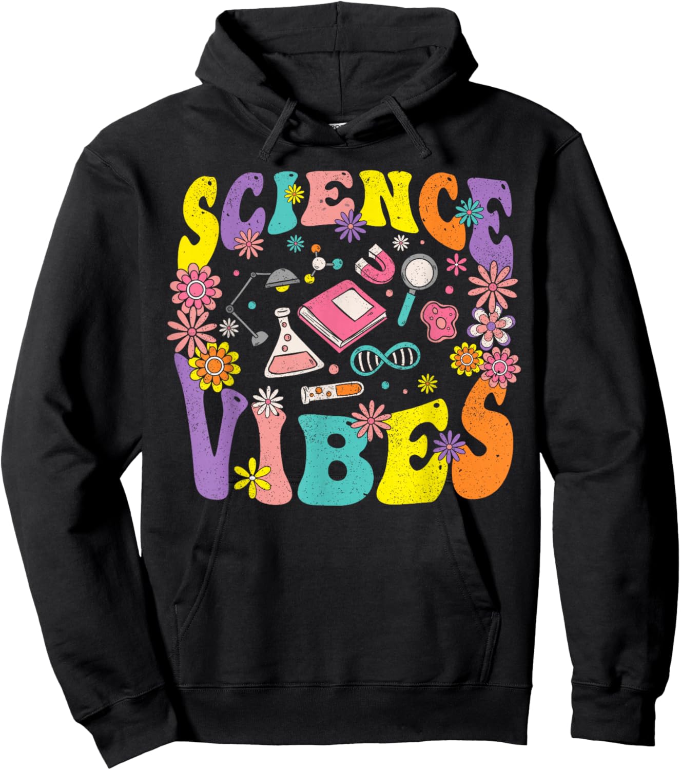 Science Vibes Retro 1st Day of Back To School Groovy Teacher Hoodie - Hoodie | Black