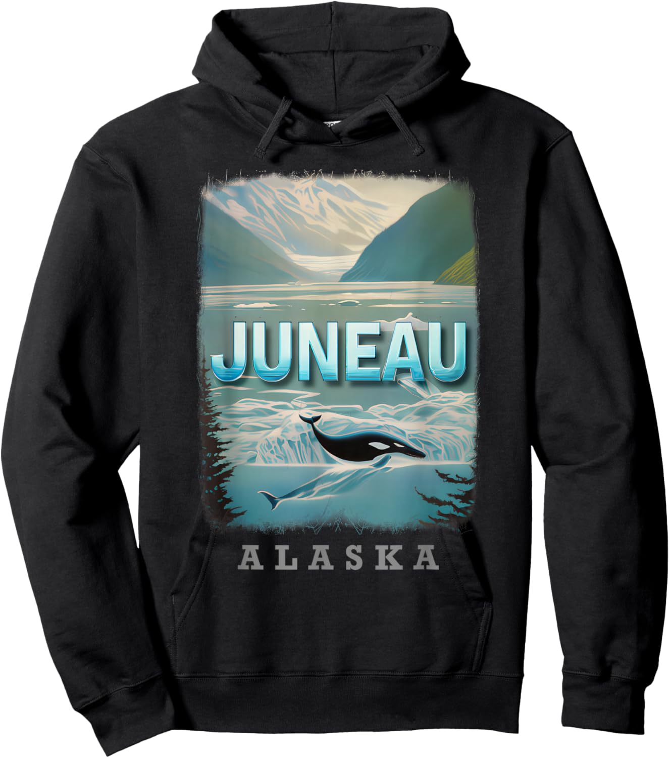 Juneau Alaska AK Glacier Majesty SD102 Hoodie - Hoodie | Black