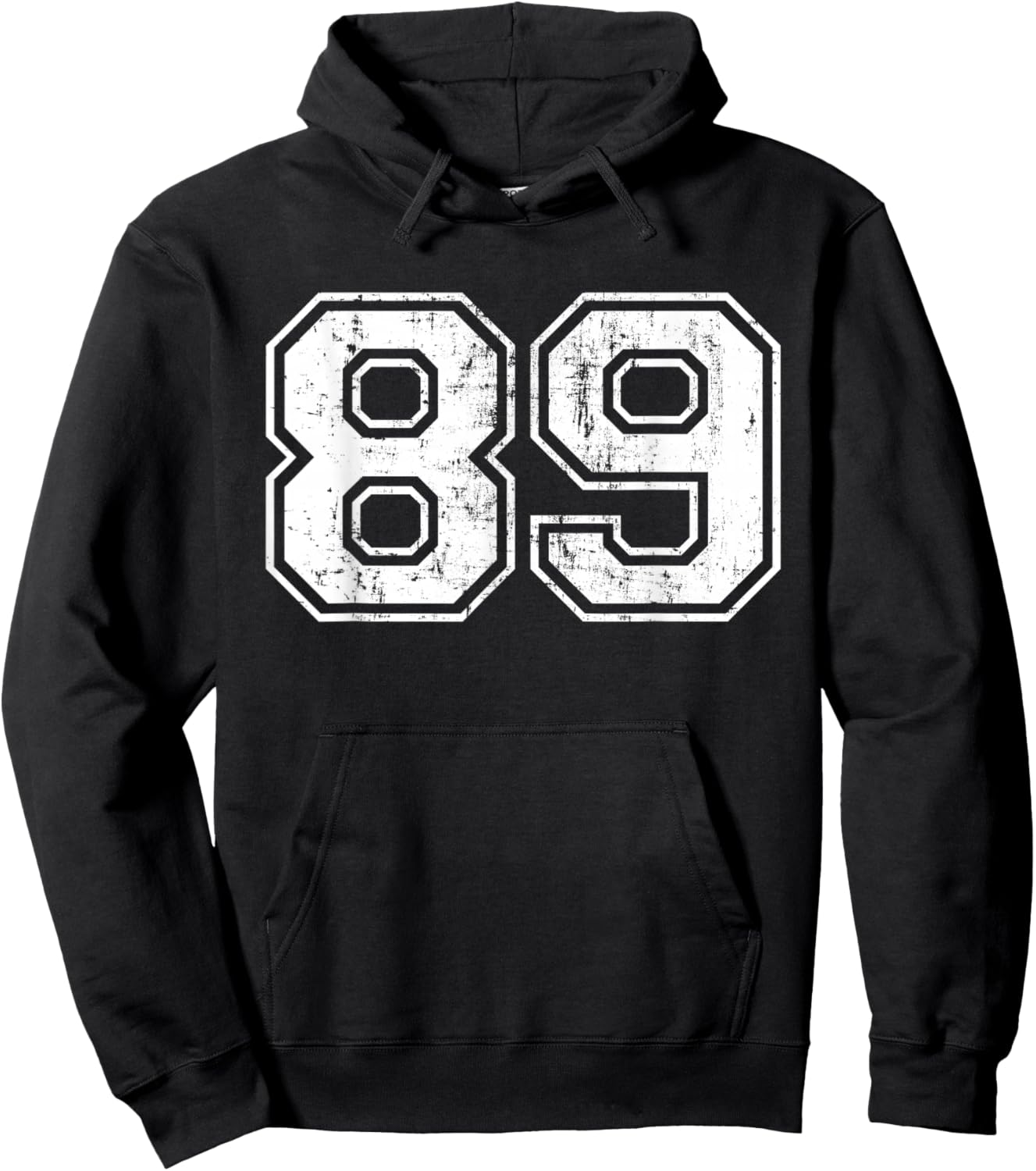 Number 89 Eighty Nine Distressed Vintage Sport Team Practice Hoodie - Hoodie | Black