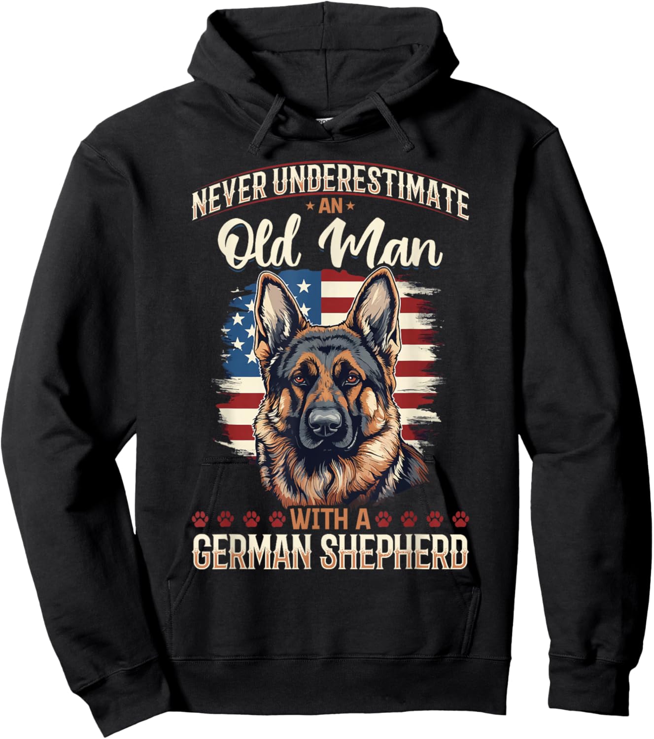 German Shepherd Dog Breed Pet Never Underestimate an Old Man Hoodie - Hoodie | Black