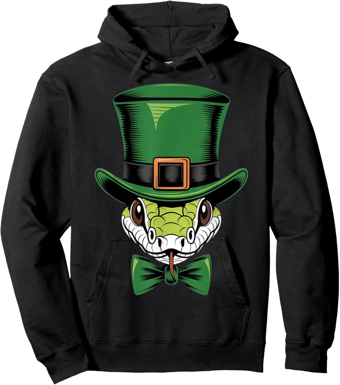 Green Snake shamrock on St Patricks Day Snake Hoodie - Hoodie | Black