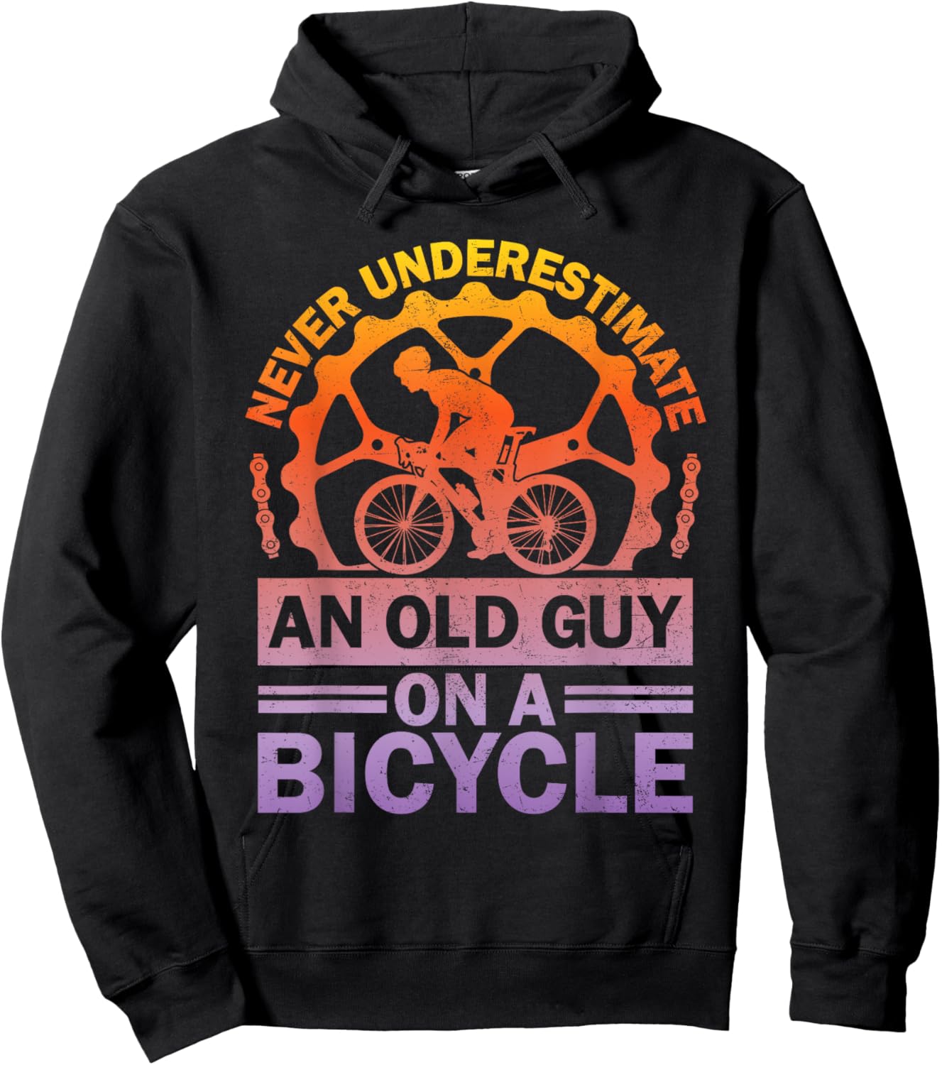 Never Underestimate An Old Guy On A Bicycle Funny Cycling Hoodie - Hoodie | Black