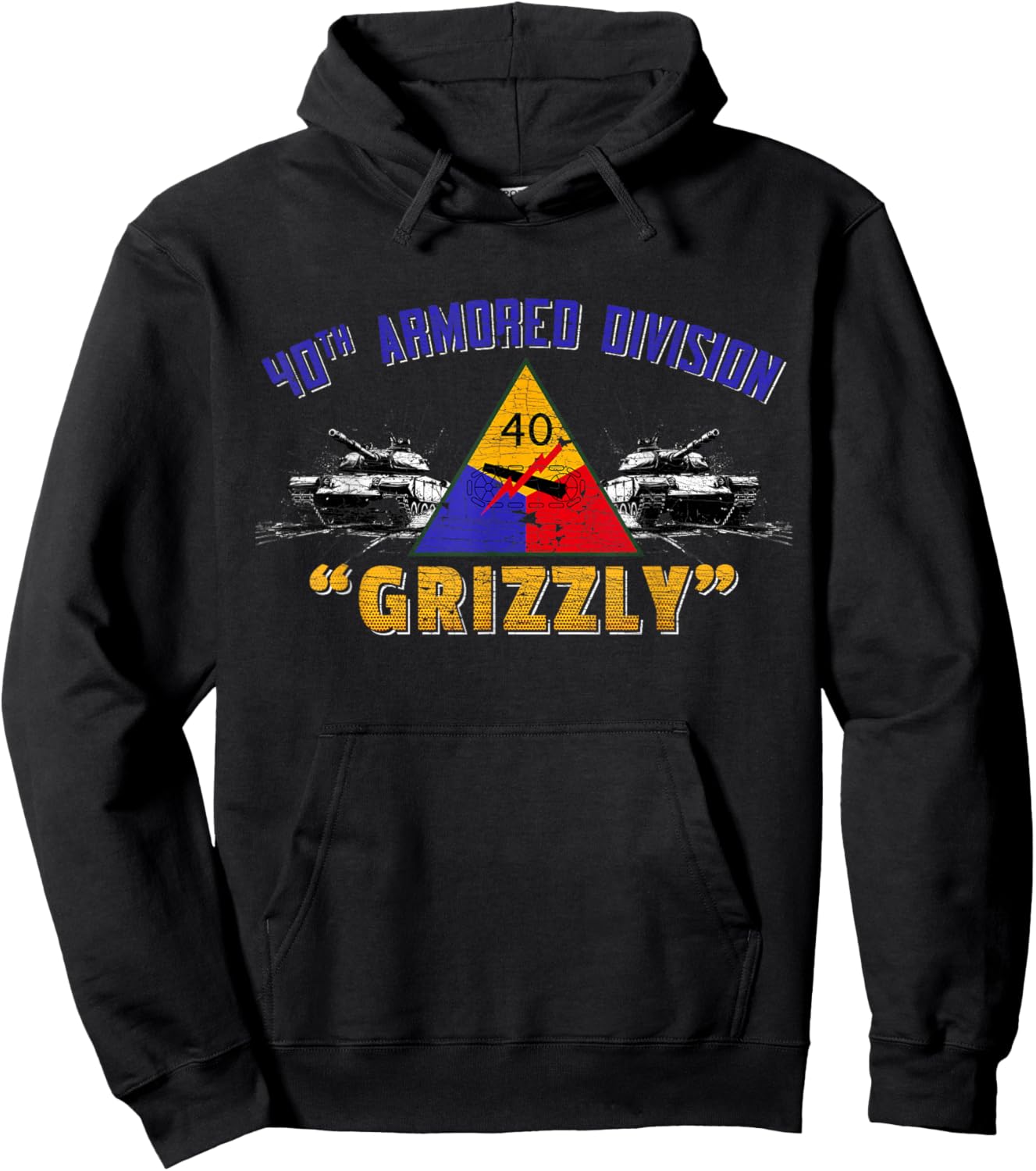 Veteran 40th Armored Division Grizzly Vintage Gifts Hoodie - Hoodie | Black