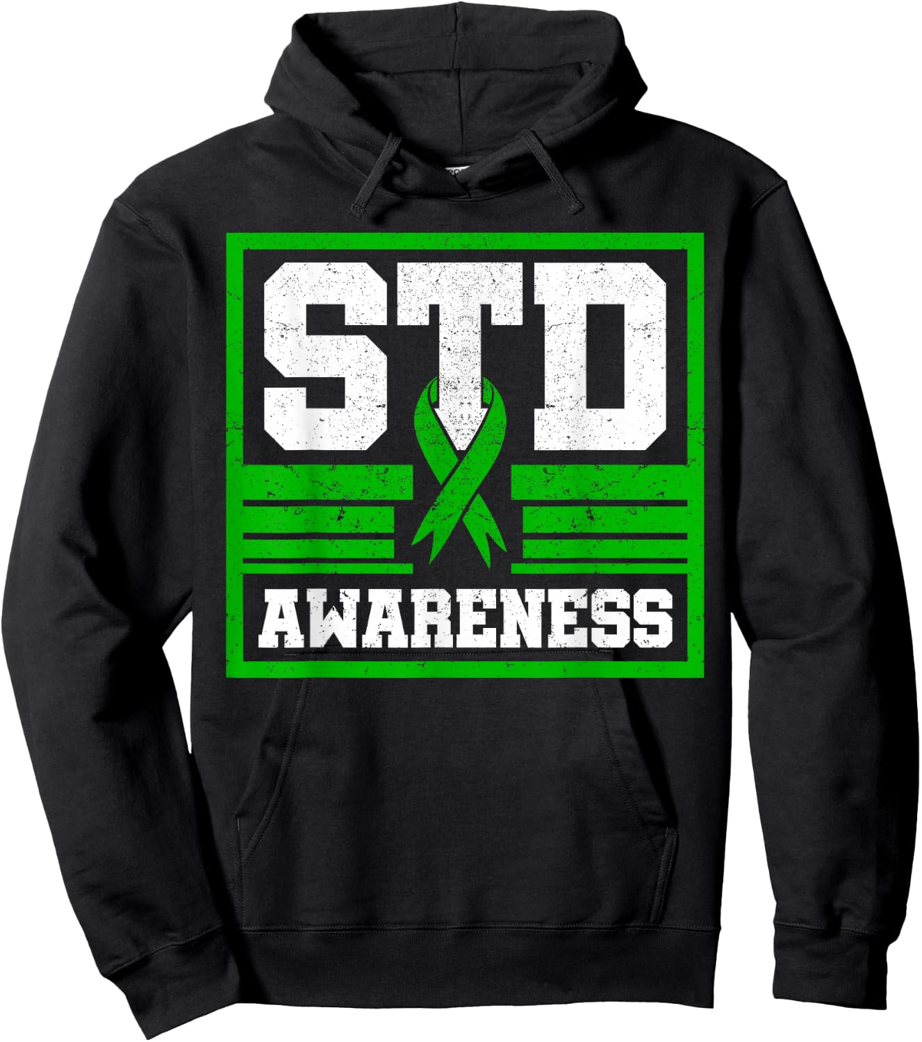 Sexually Transmitted Diseases STD Lime Green Ribbon Syphilis Hoodie - Hoodie | Black
