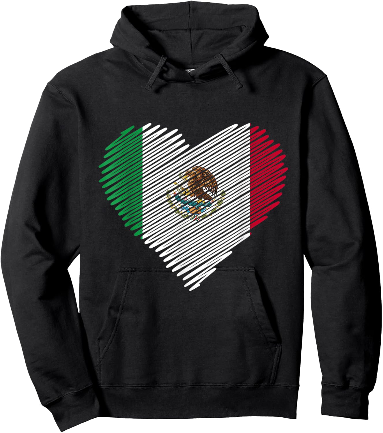 Mexican Flag Heart Gift Mexico Hoodie - Hoodie | Black
