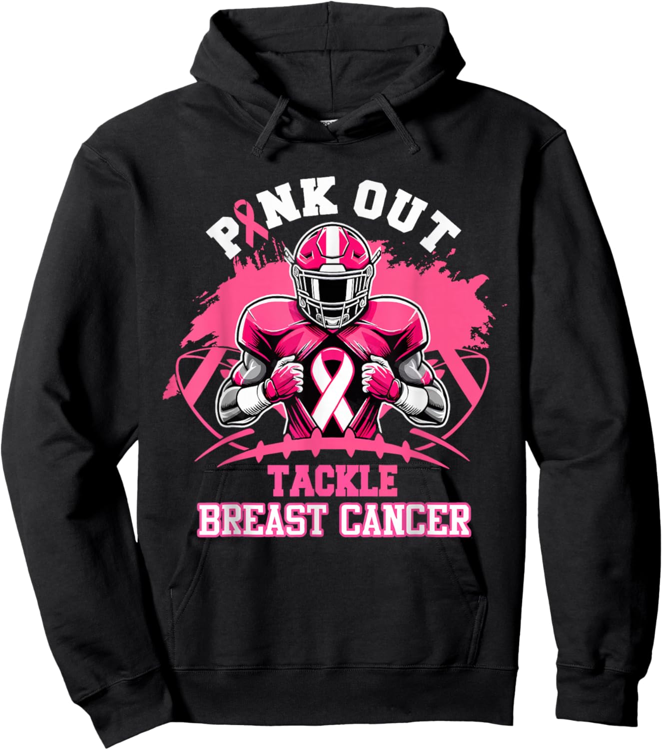 Pink Out Tackle Breast Cancer Awareness American Football Hoodie - Hoodie | Black