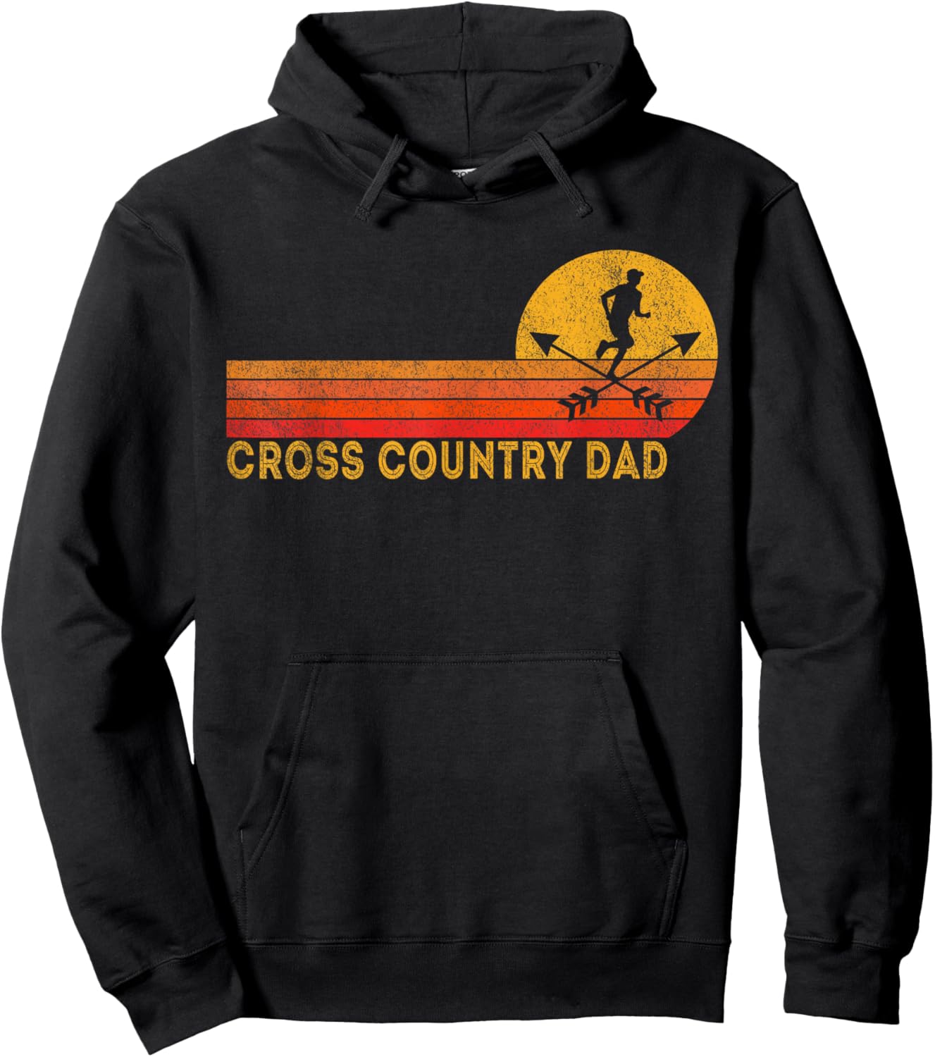 Funny Cross Country Dad Cross Country Running Retro Hoodie - Hoodie | Black