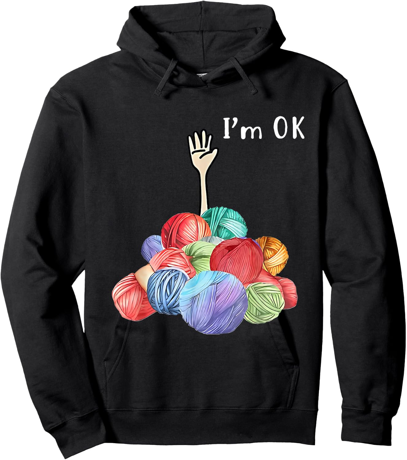 I'm ok Yarn Hoodie - Hoodie | Black