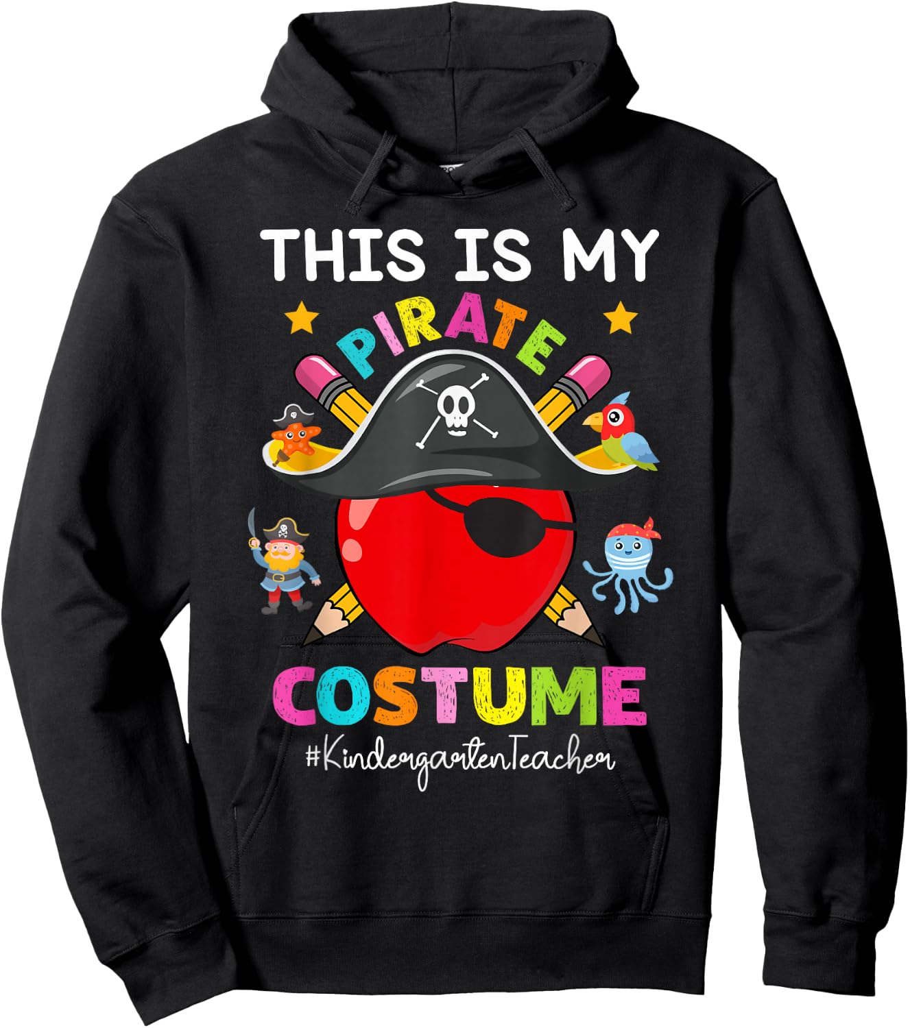 Pirate Kindergarten Teacher Halloween Costume Pirate Day Hoodie - Hoodie | Black
