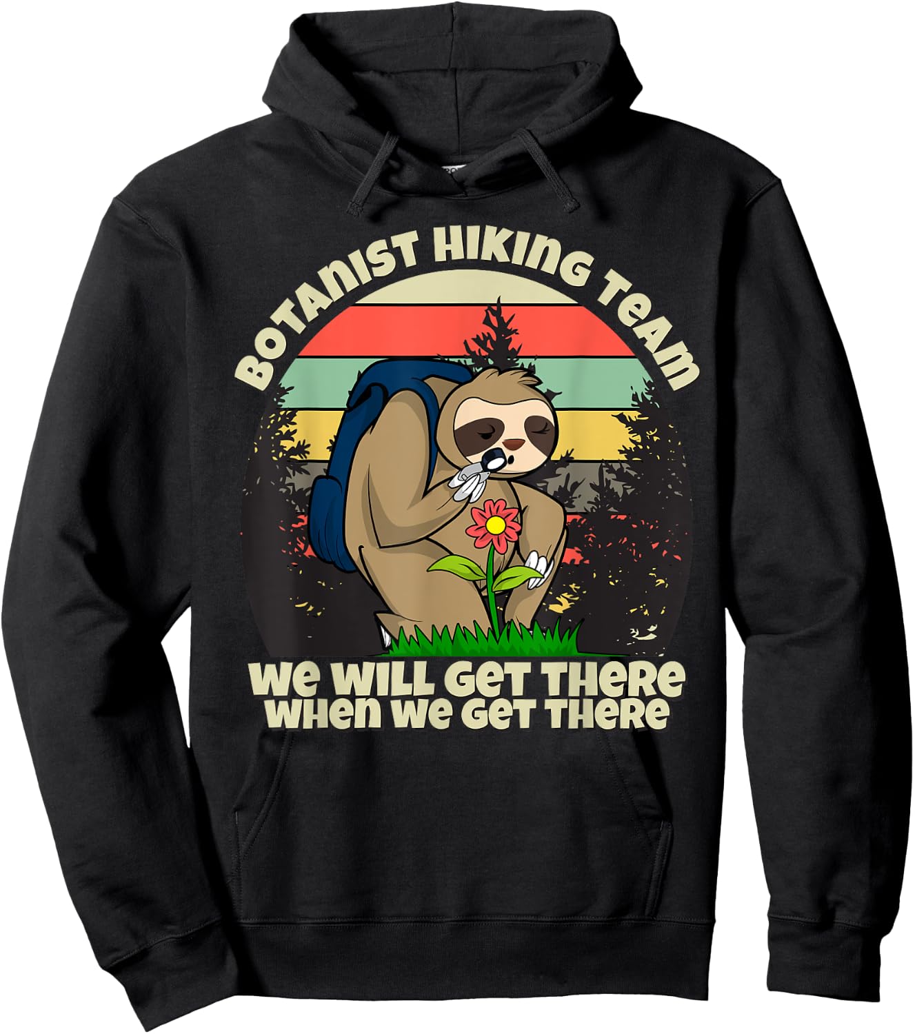 Botanist Hiking Team, Botany Sloth Hoodie - Hoodie | Black