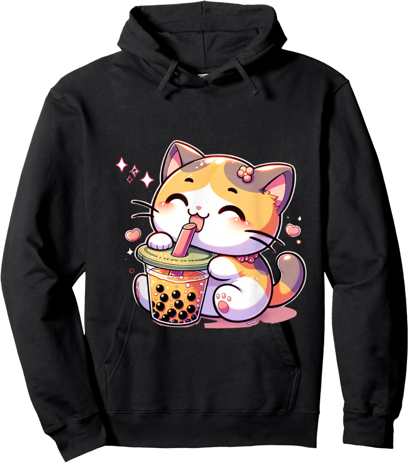 Cat Boba Tea Bubble Tea Anime Kawaii Neko Kids Teen Children Hoodie - Hoodie | Black